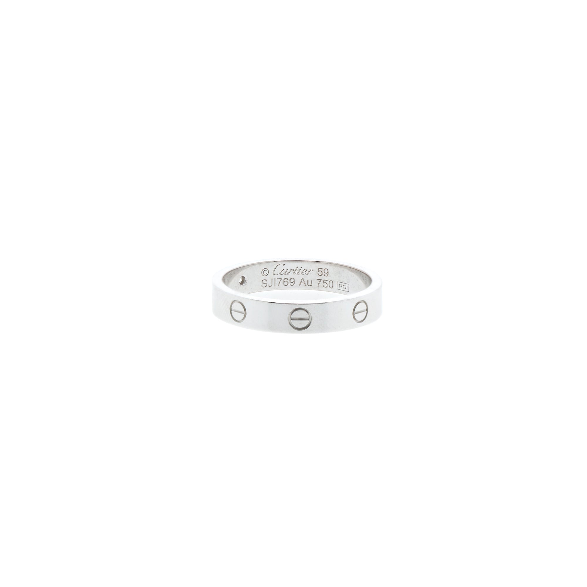 Cartier 18k White Gold 1 Diamond Love Wedding Band Ring w/ Box & Receipt