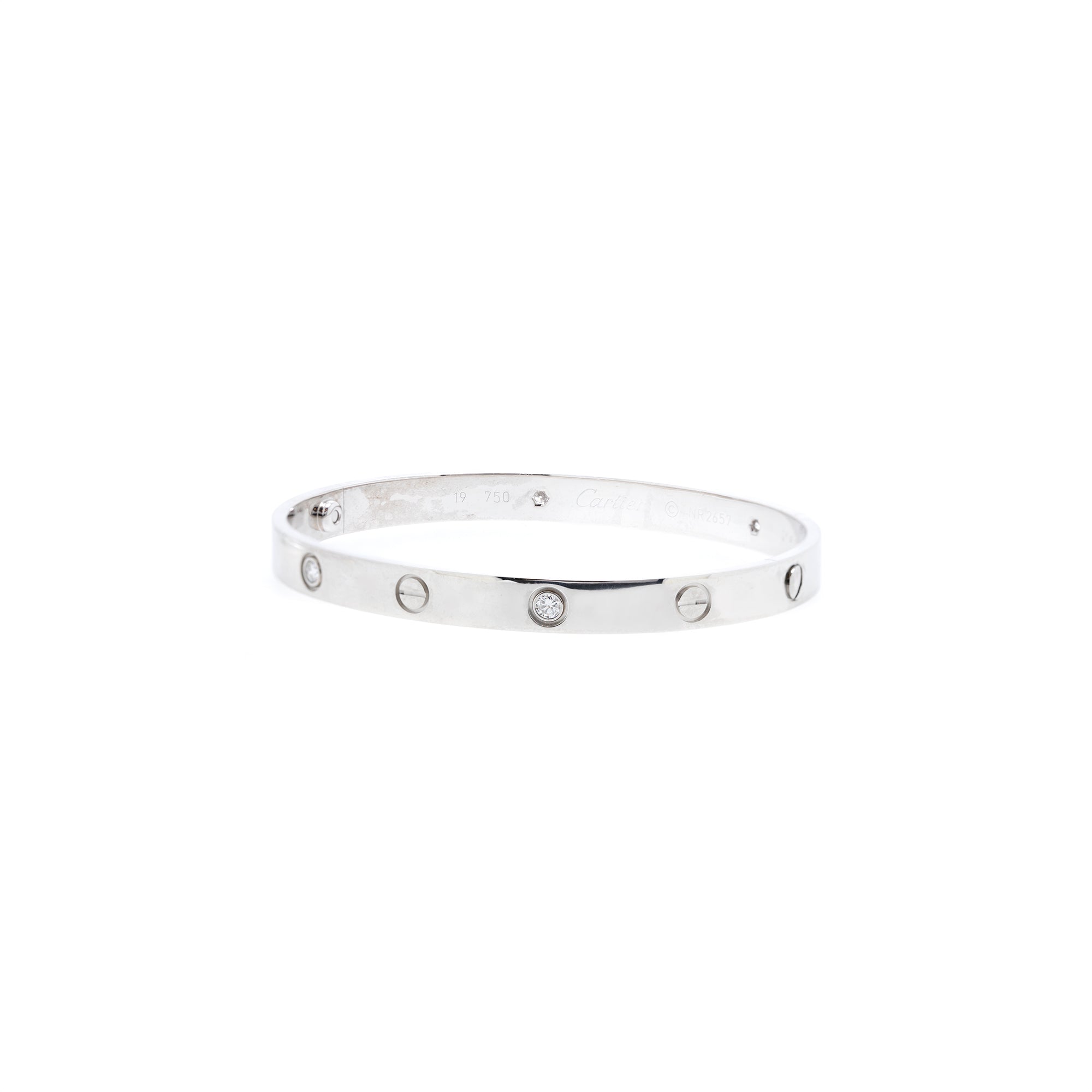 Cartier 18k White Gold 4 Diamond Love Bracelet w/ Box