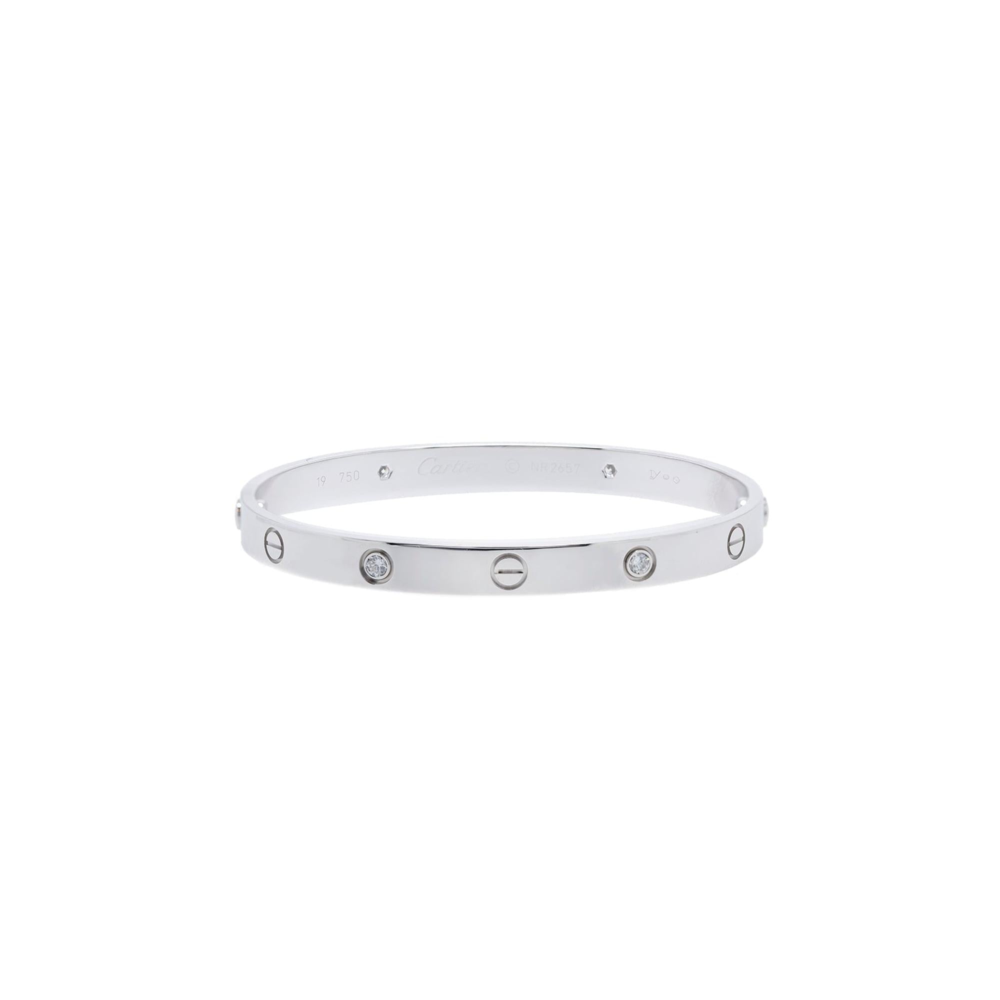 Cartier 18k White Gold 4 Diamond Love Bracelet