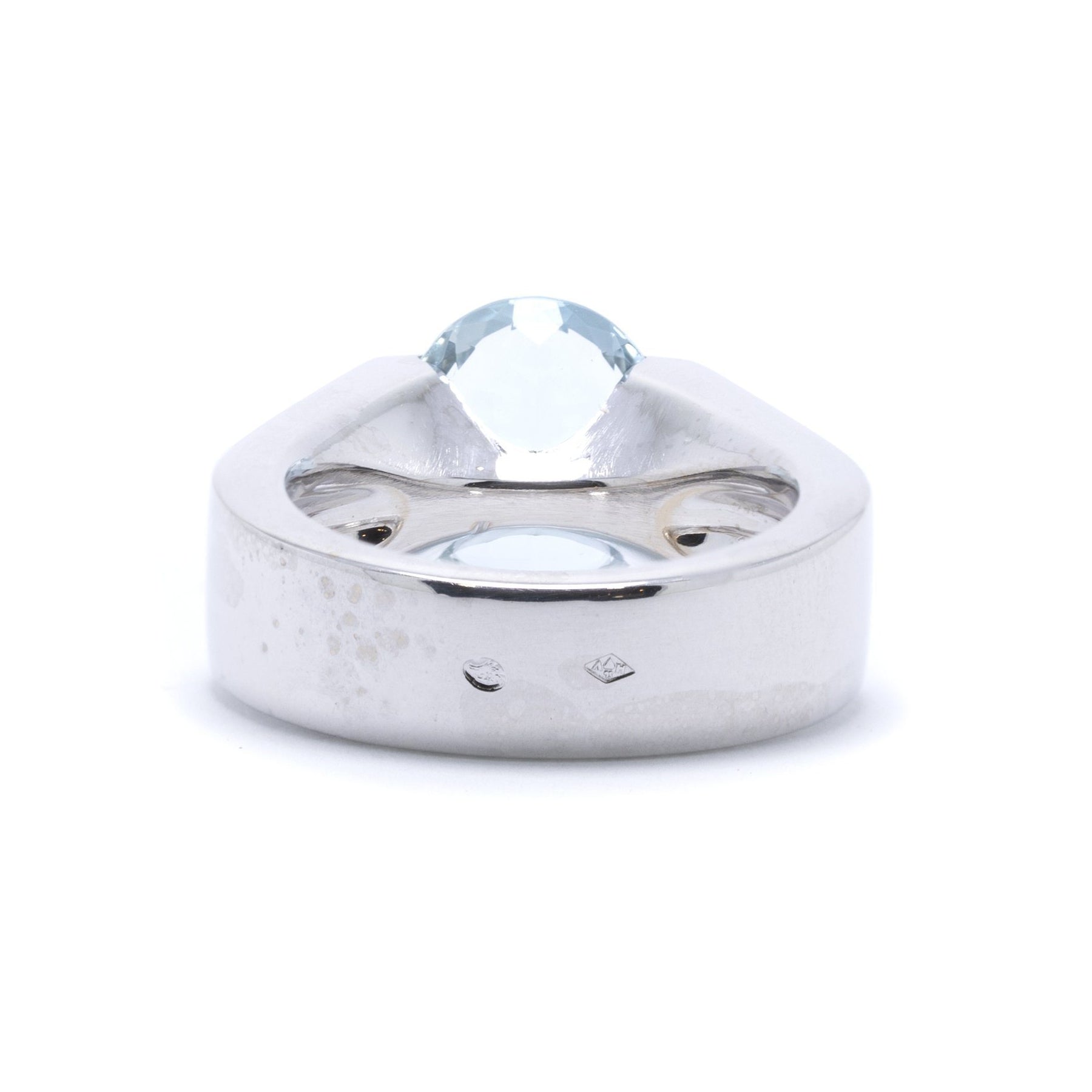Cartier 18k White Gold Aquamarine & Diamond Ring