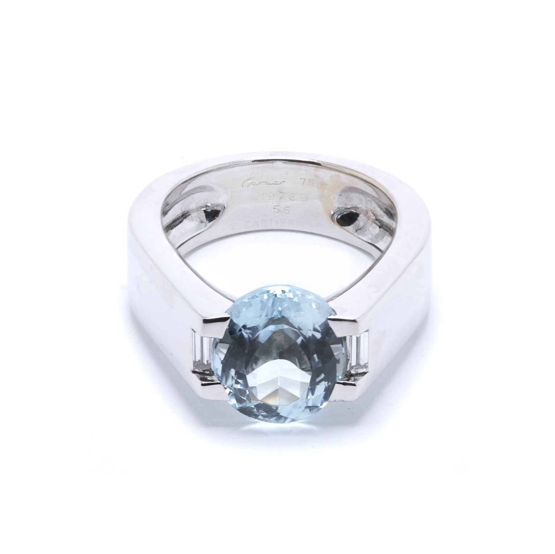 Cartier 18k White Gold Aquamarine & Diamond Ring