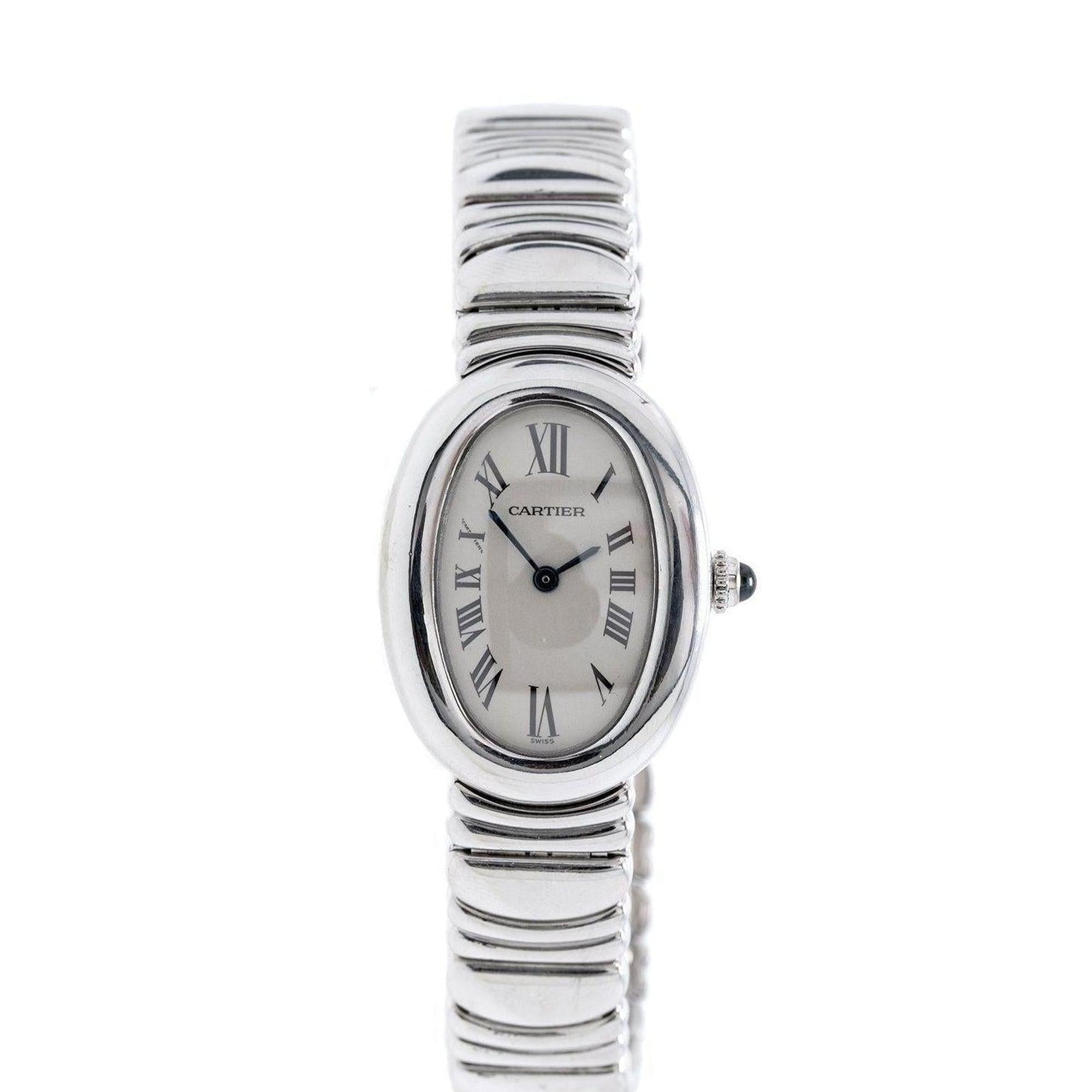 Cartier 18k White Gold Baignoire Watch, Small Model