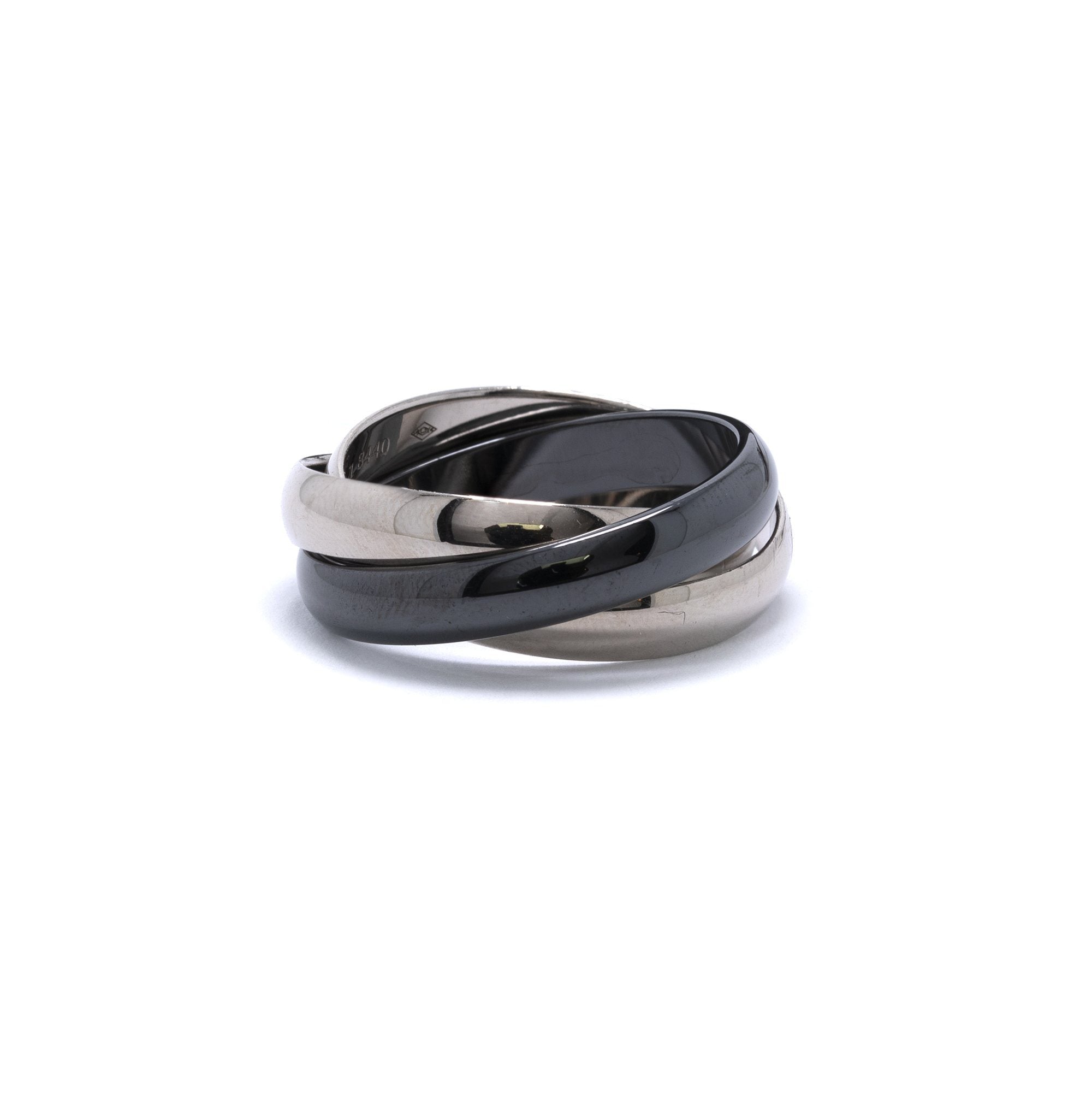 Cartier 18k White Gold & Ceramic Trinity Rolling Ring