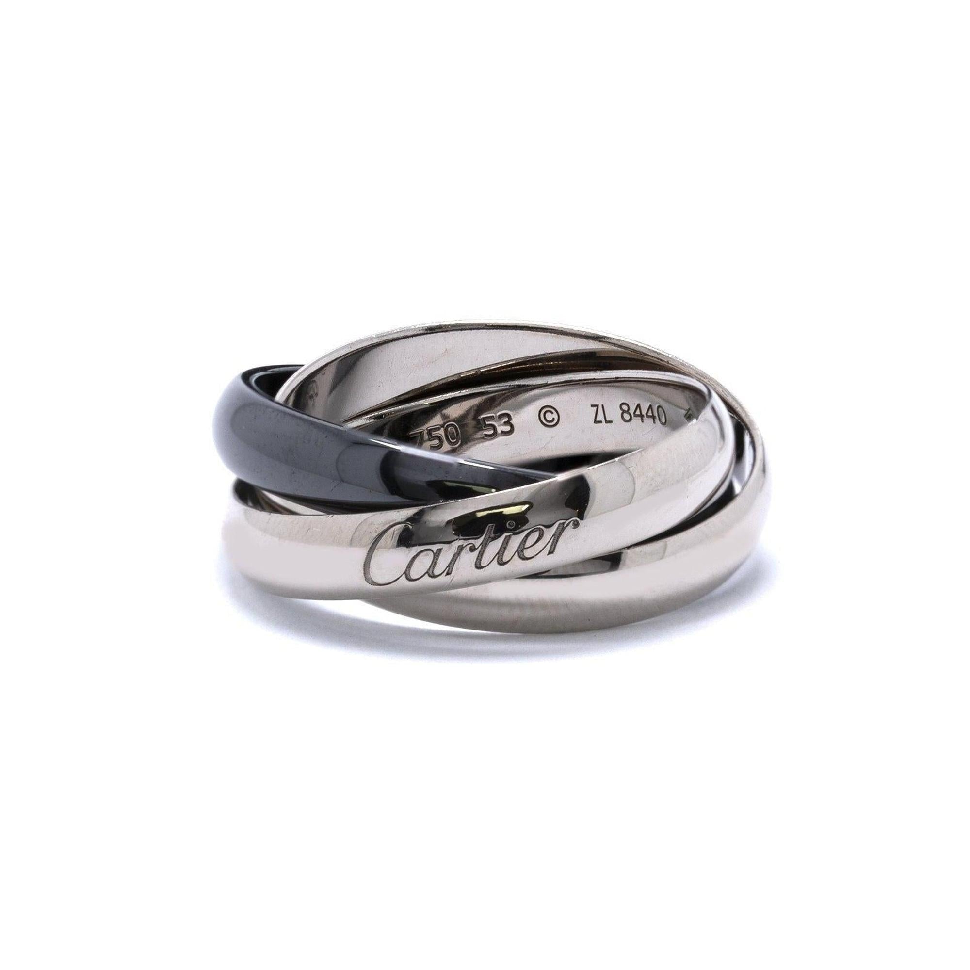 Cartier 18k White Gold & Ceramic Trinity Rolling Ring
