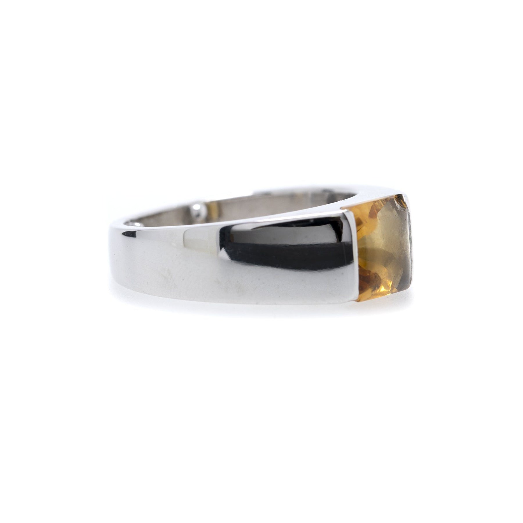 Cartier 18k White Gold Citrine Tank Ring