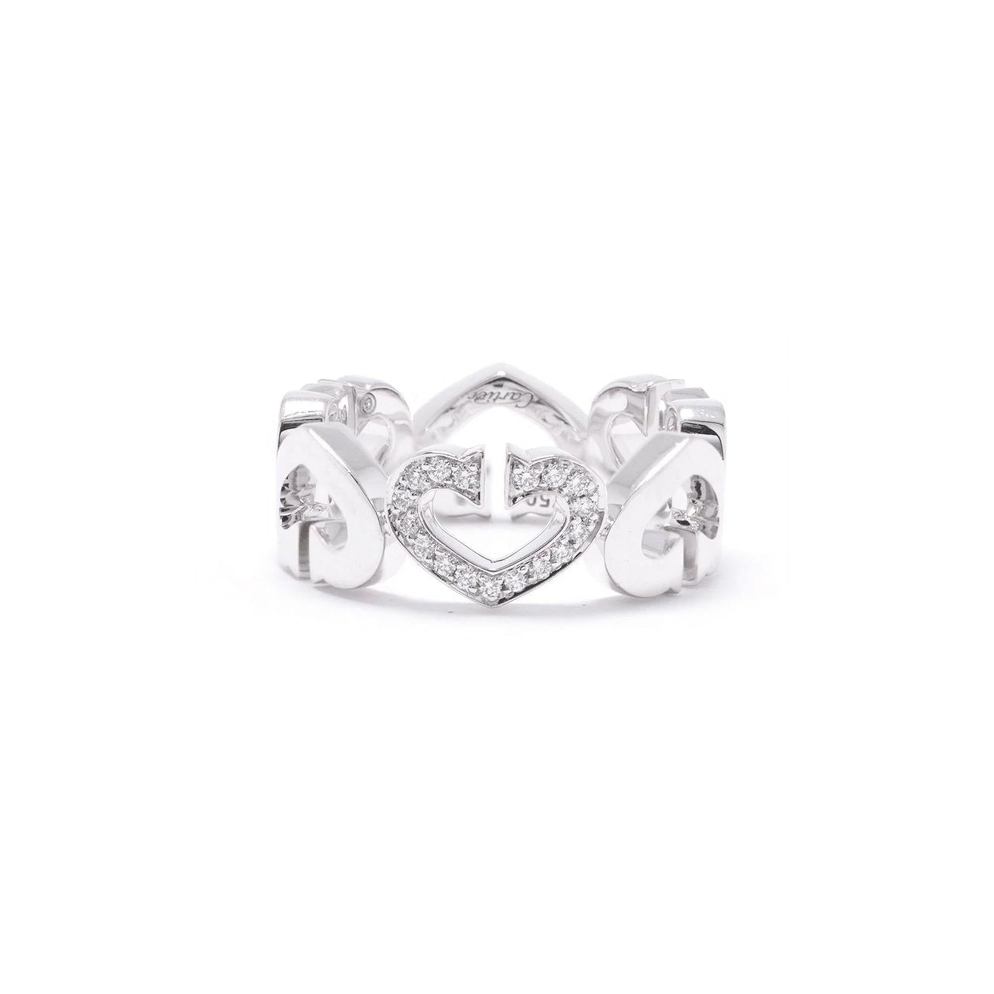 Cartier 18k White Gold Diamond C Heart of Cartier Ring