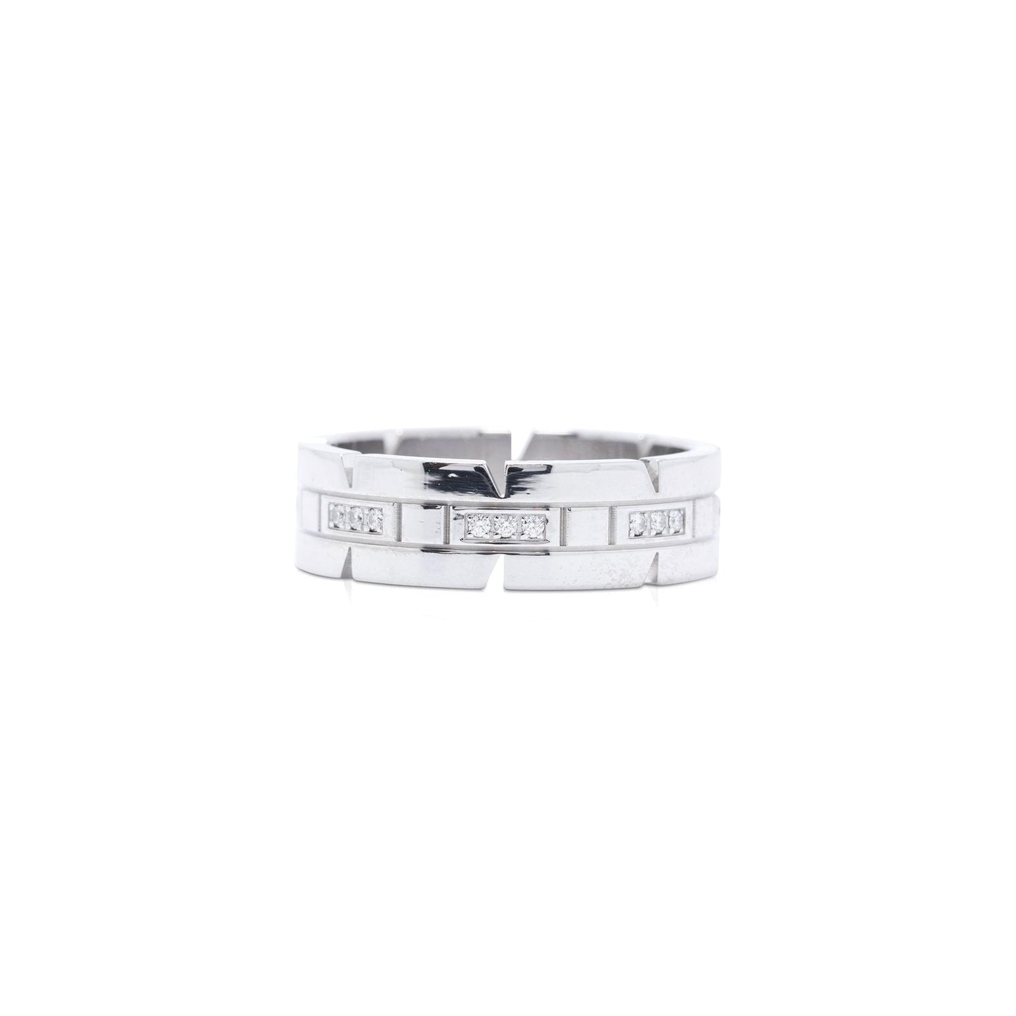 Cartier 18k White Gold Diamond Tank Francaise Ring