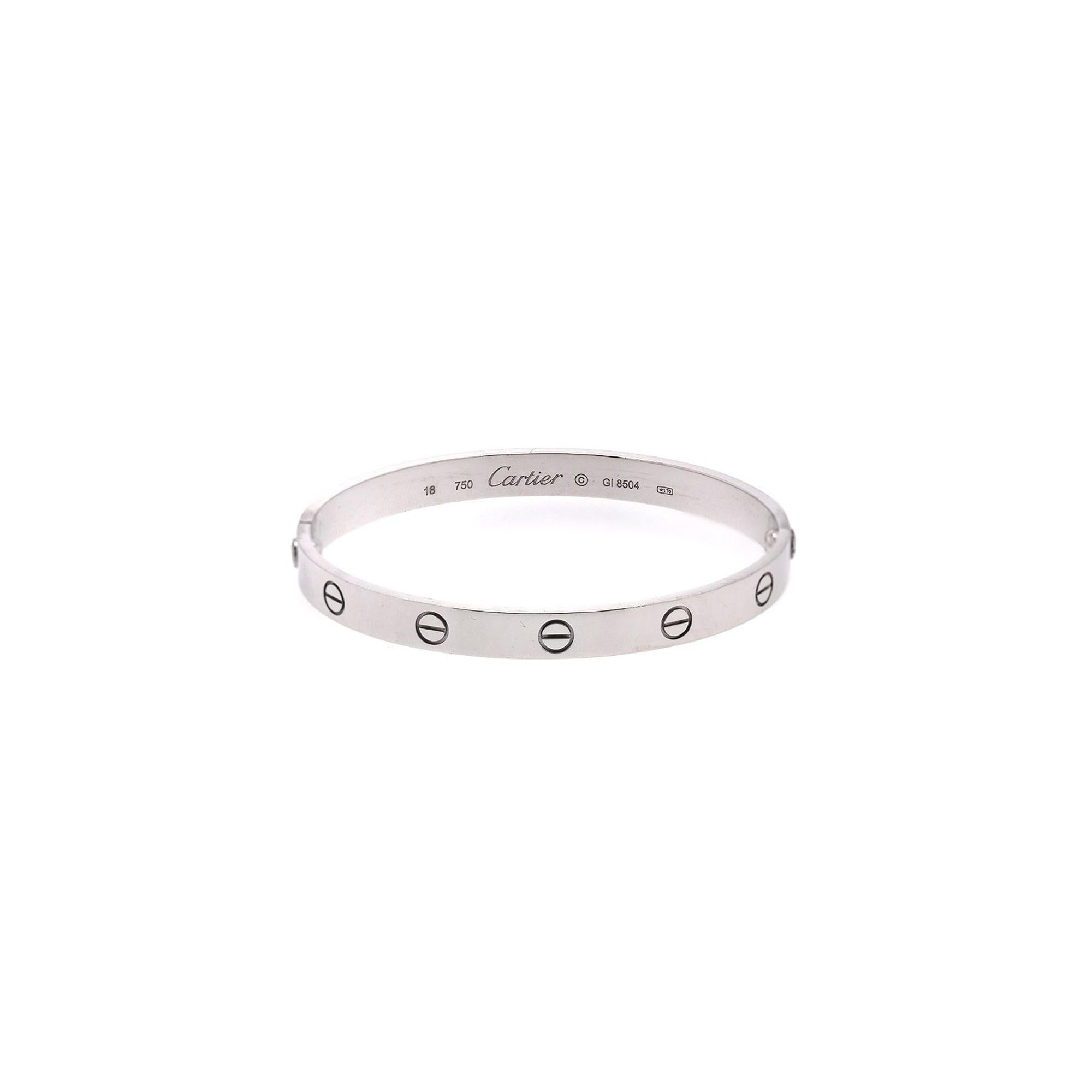 Cartier 18k White Gold Love Bracelet w/ Box & Screwdriver