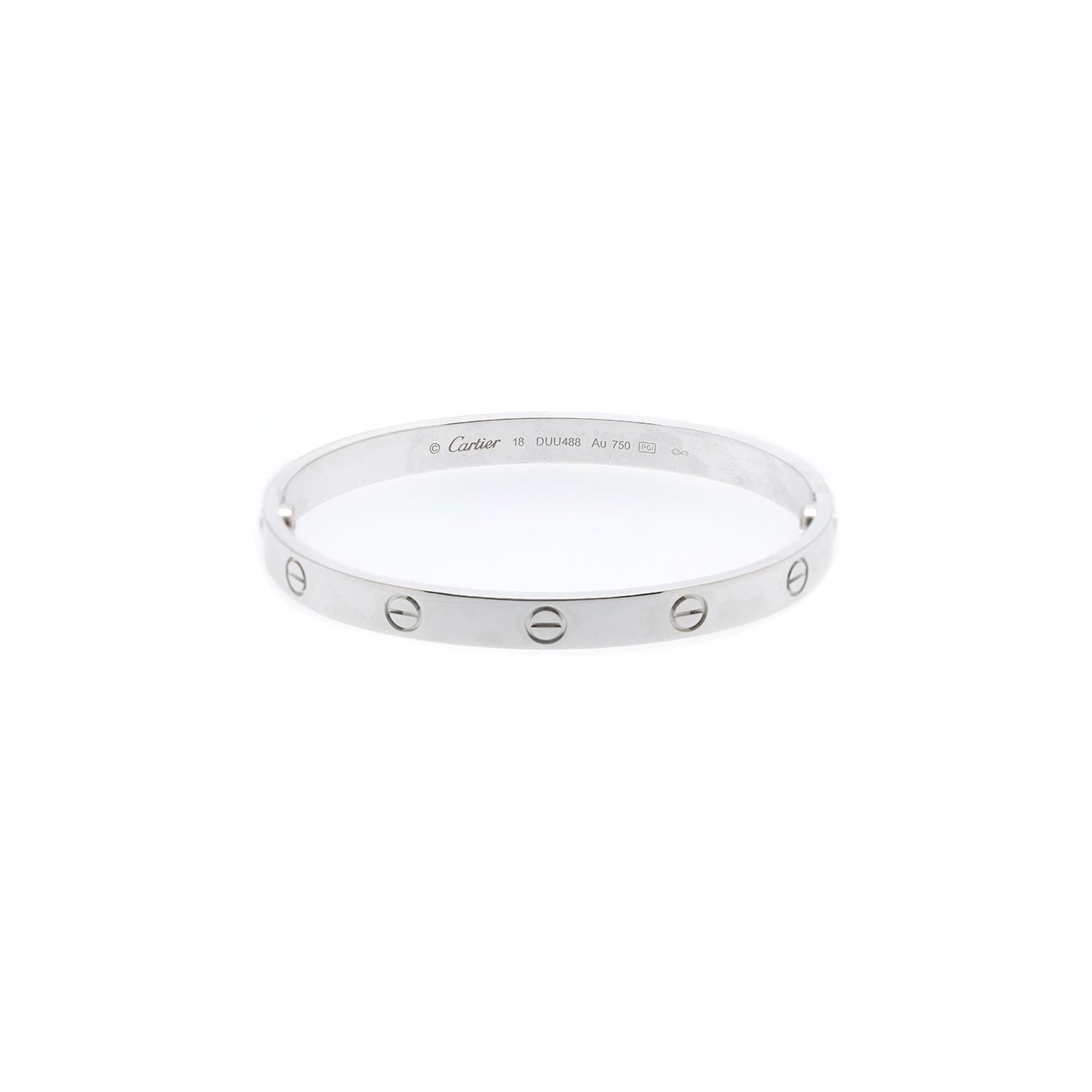 Cartier 18k White Gold Love Bracelet w/ Screwdriver