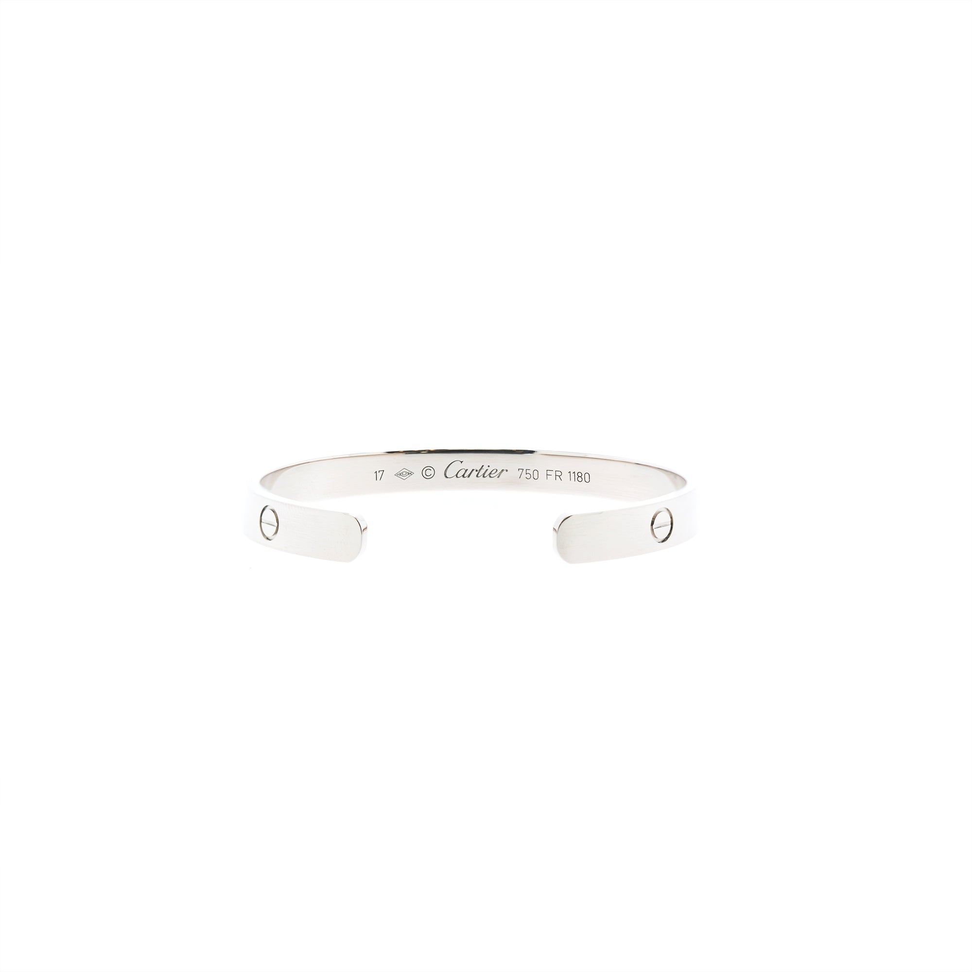 Cartier 18k White Gold Love Cuff Bracelet w/ Box