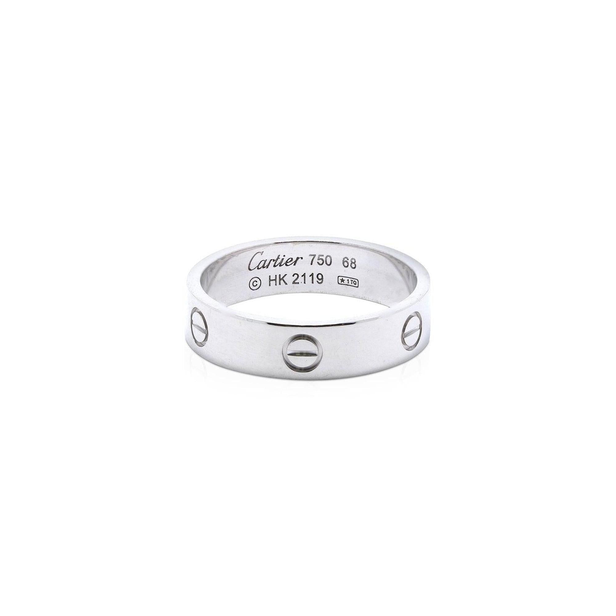 Cartier 18k White Gold Love Ring w/ Box