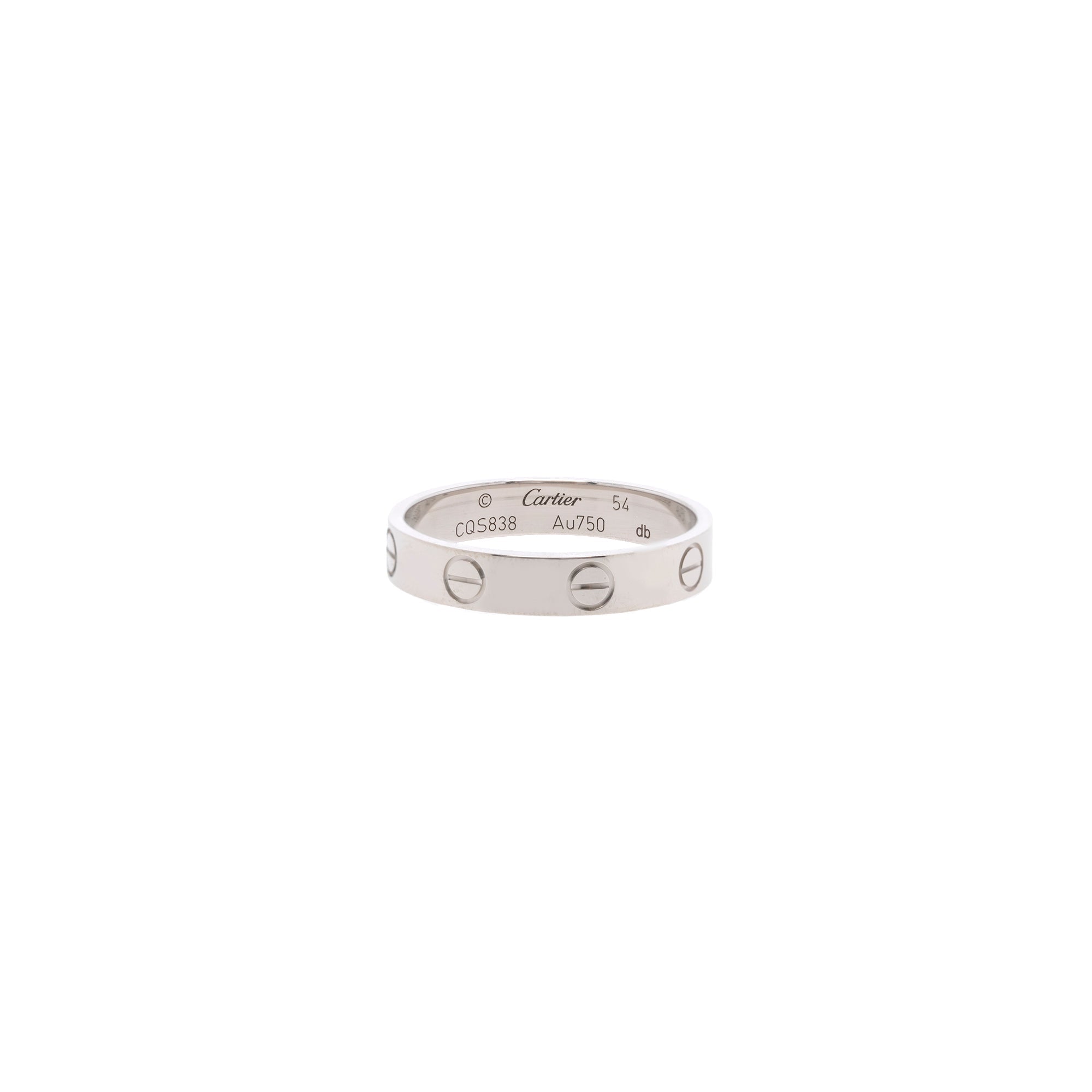 Cartier 18k White Gold Love Wedding Band Ring w/ Box & Certificate