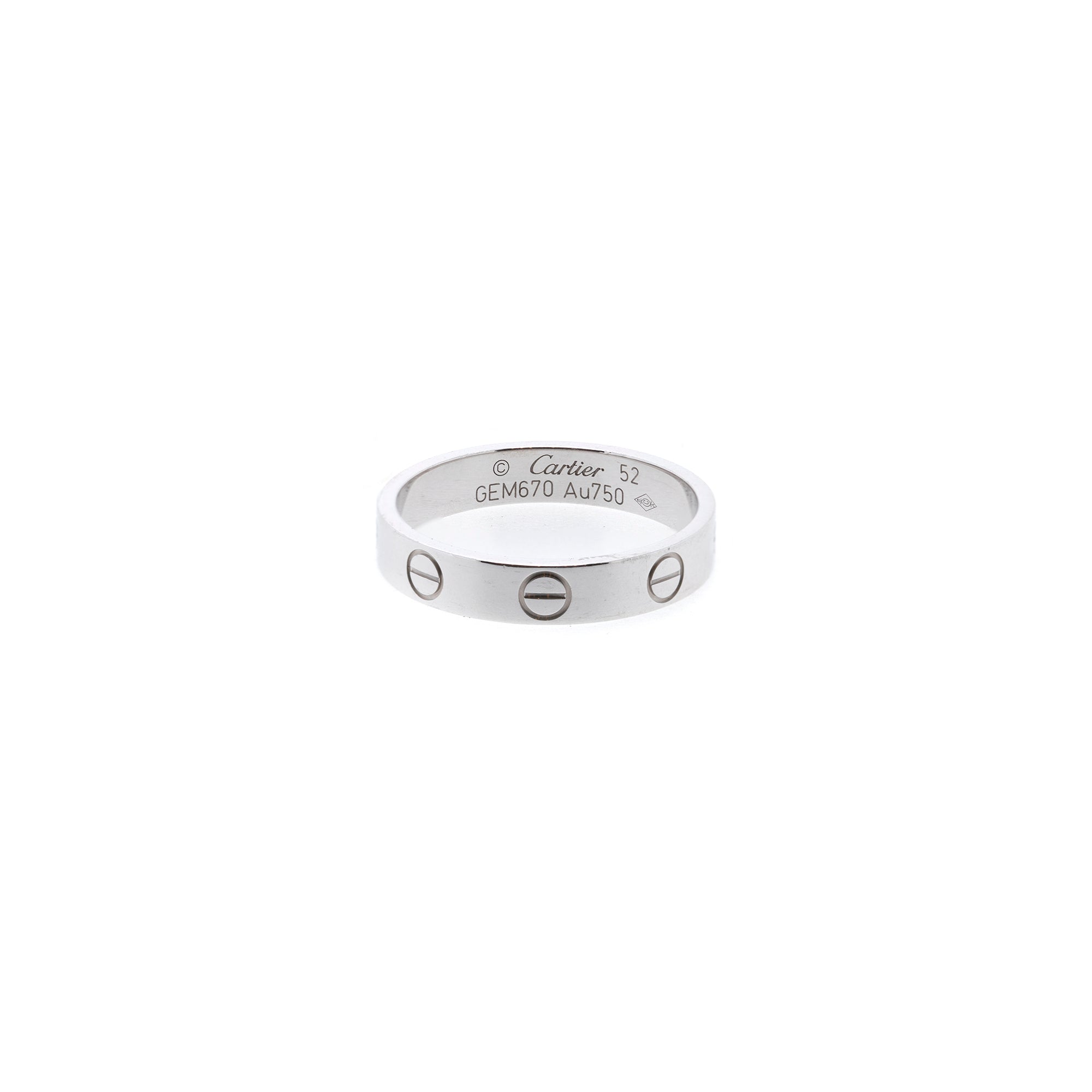Cartier 18k White Gold Love Wedding Band Ring w/ Box & Certificate