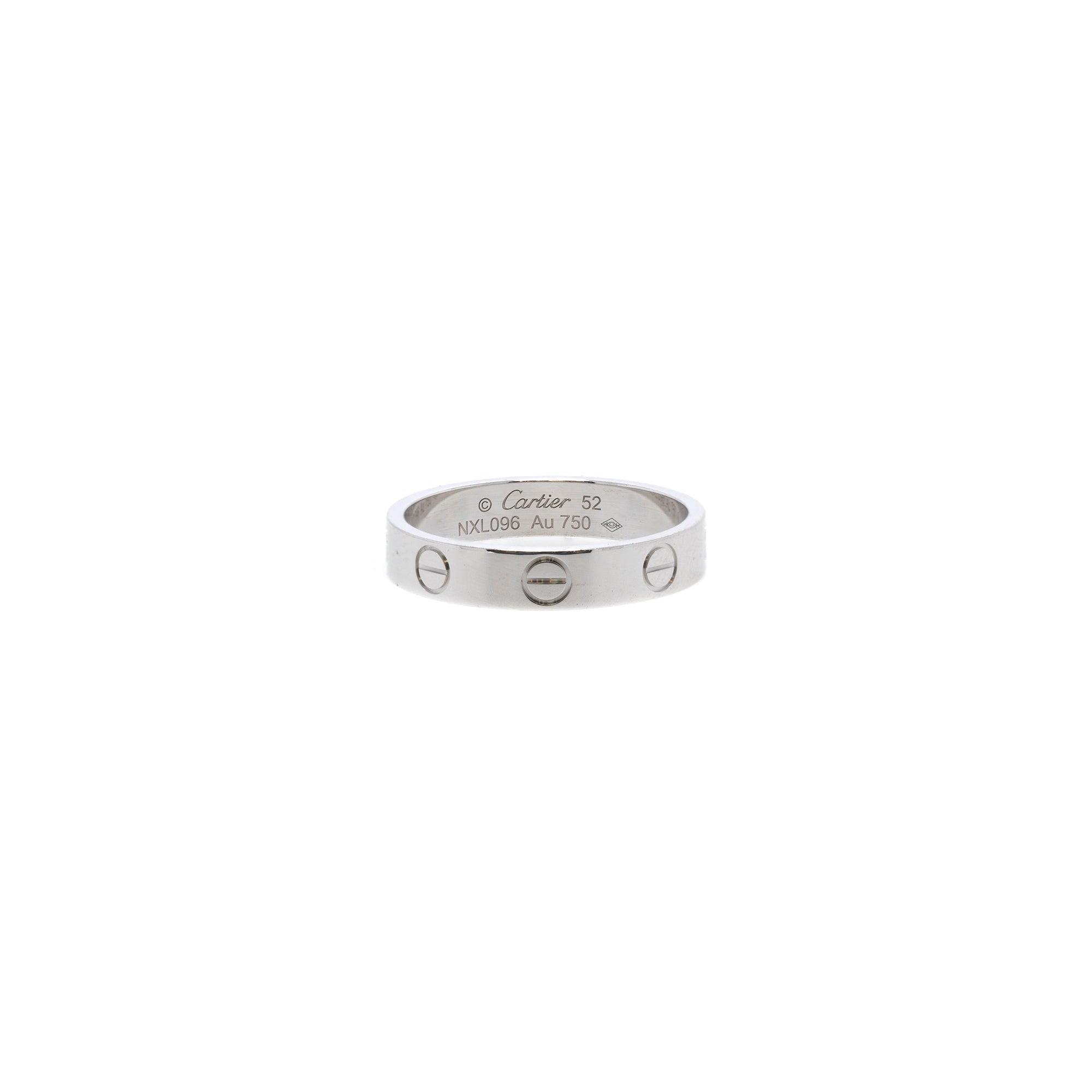 Cartier 18k White Gold Love Wedding Band Ring w/ Box & Certificate