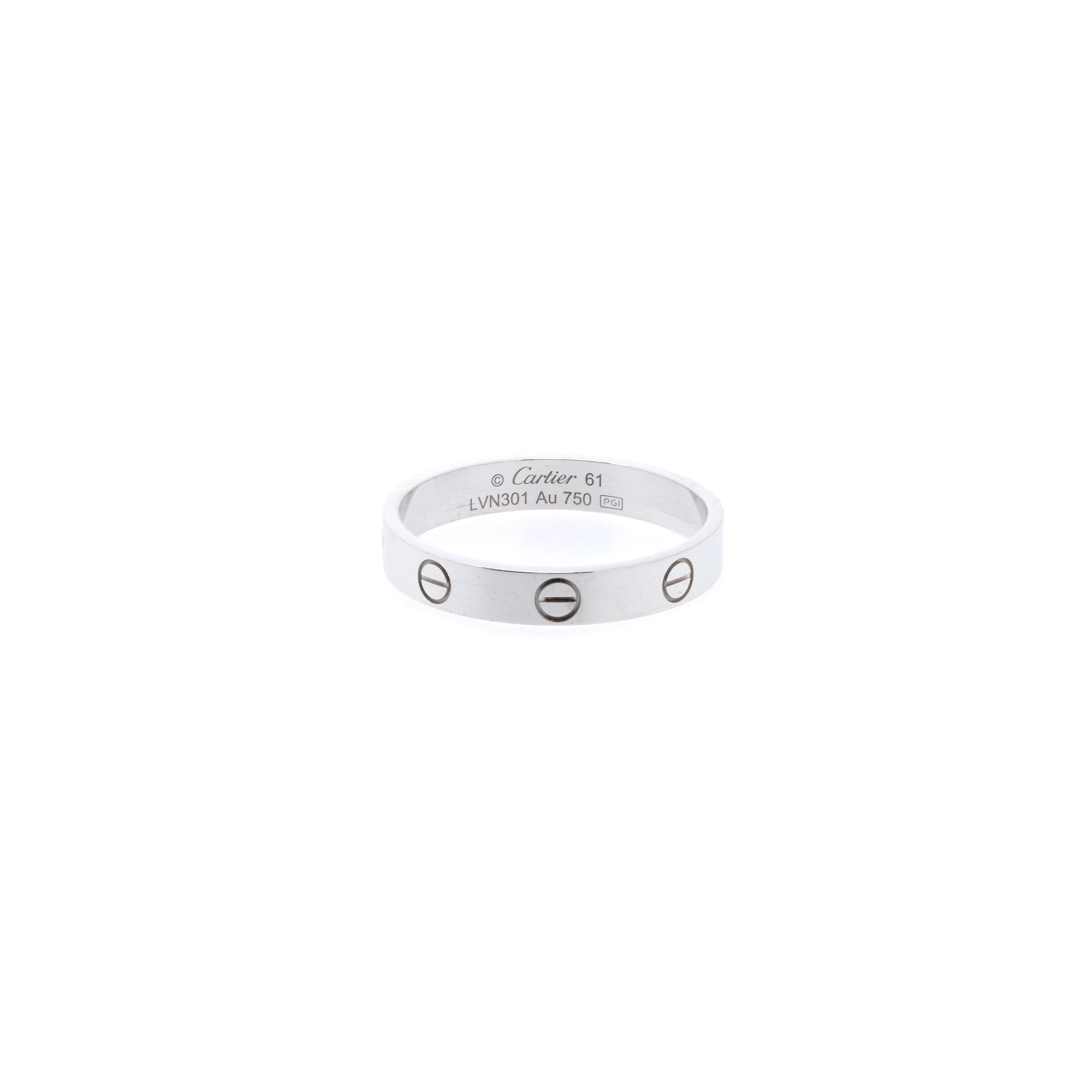 Cartier 18k White Gold Love Wedding Band Ring w/ Box & Certificate