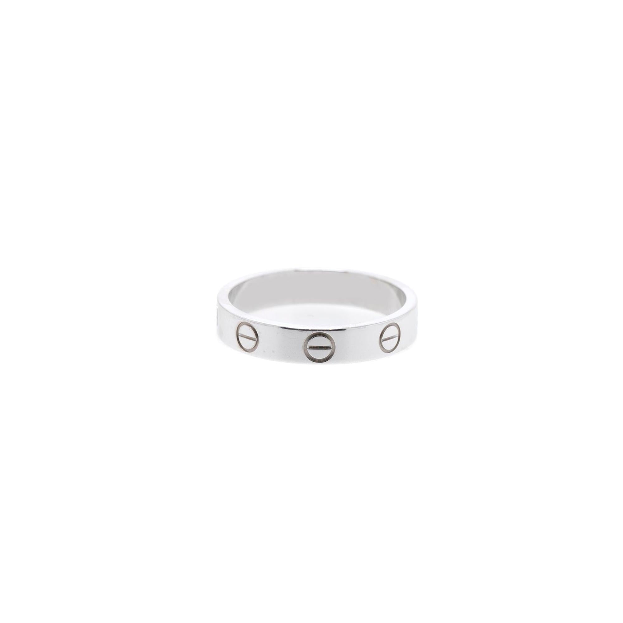 Cartier 18k White Gold Love Wedding Band Ring w/ Box & Certificate