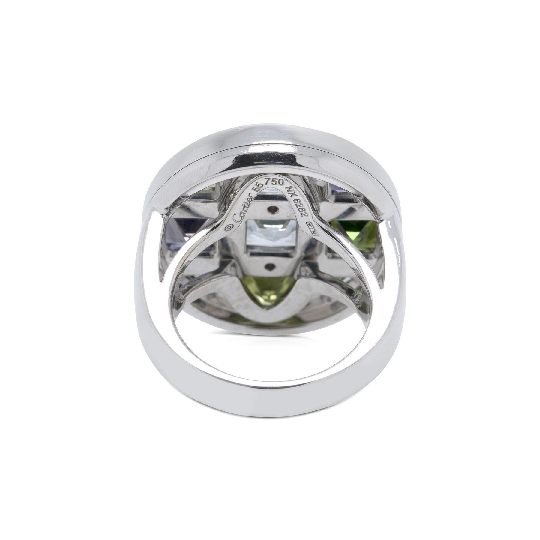 Cartier 18k White Gold Multistone Pasha de Cartier Ring