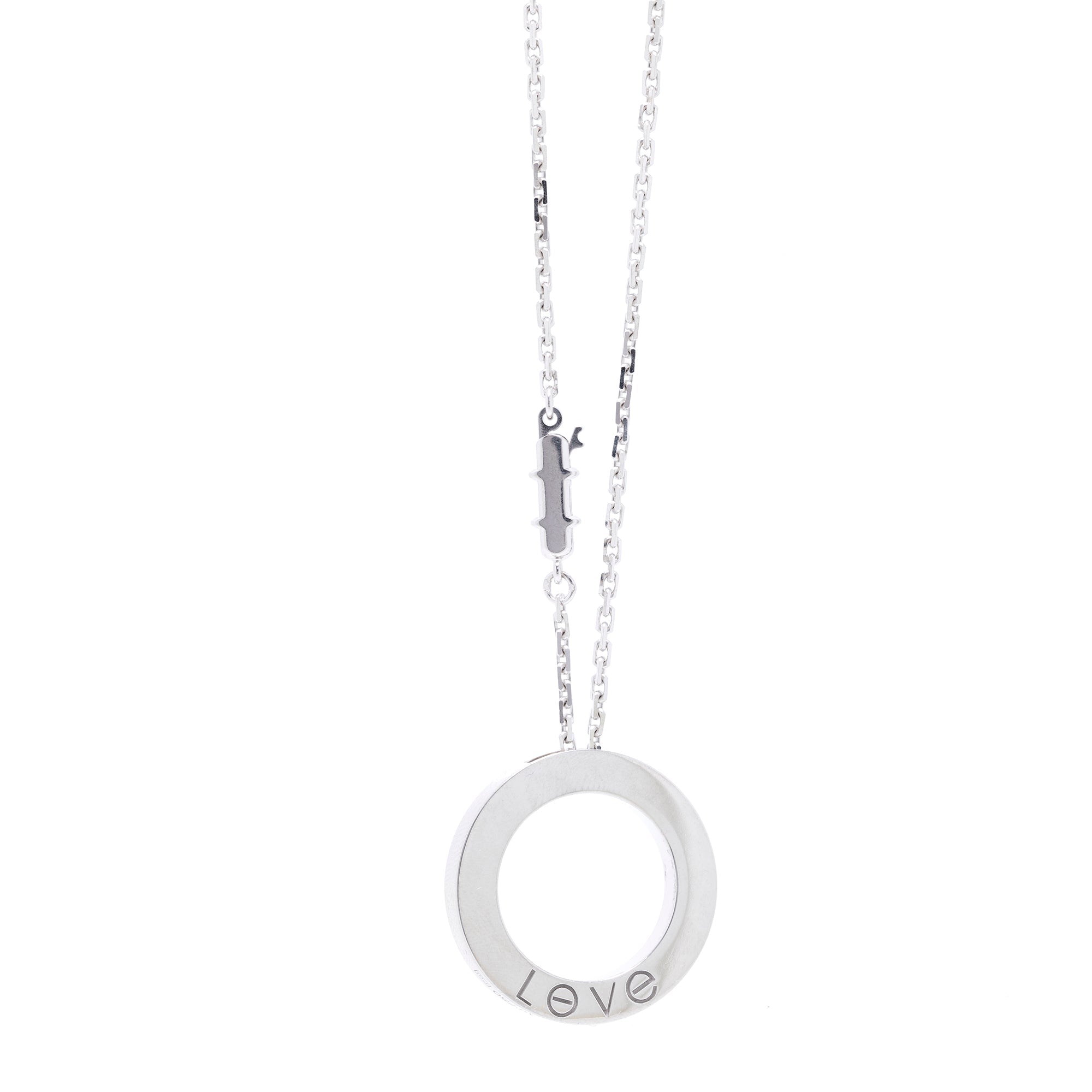Cartier 18k White Gold Pave Diamond Love Pendant Necklace