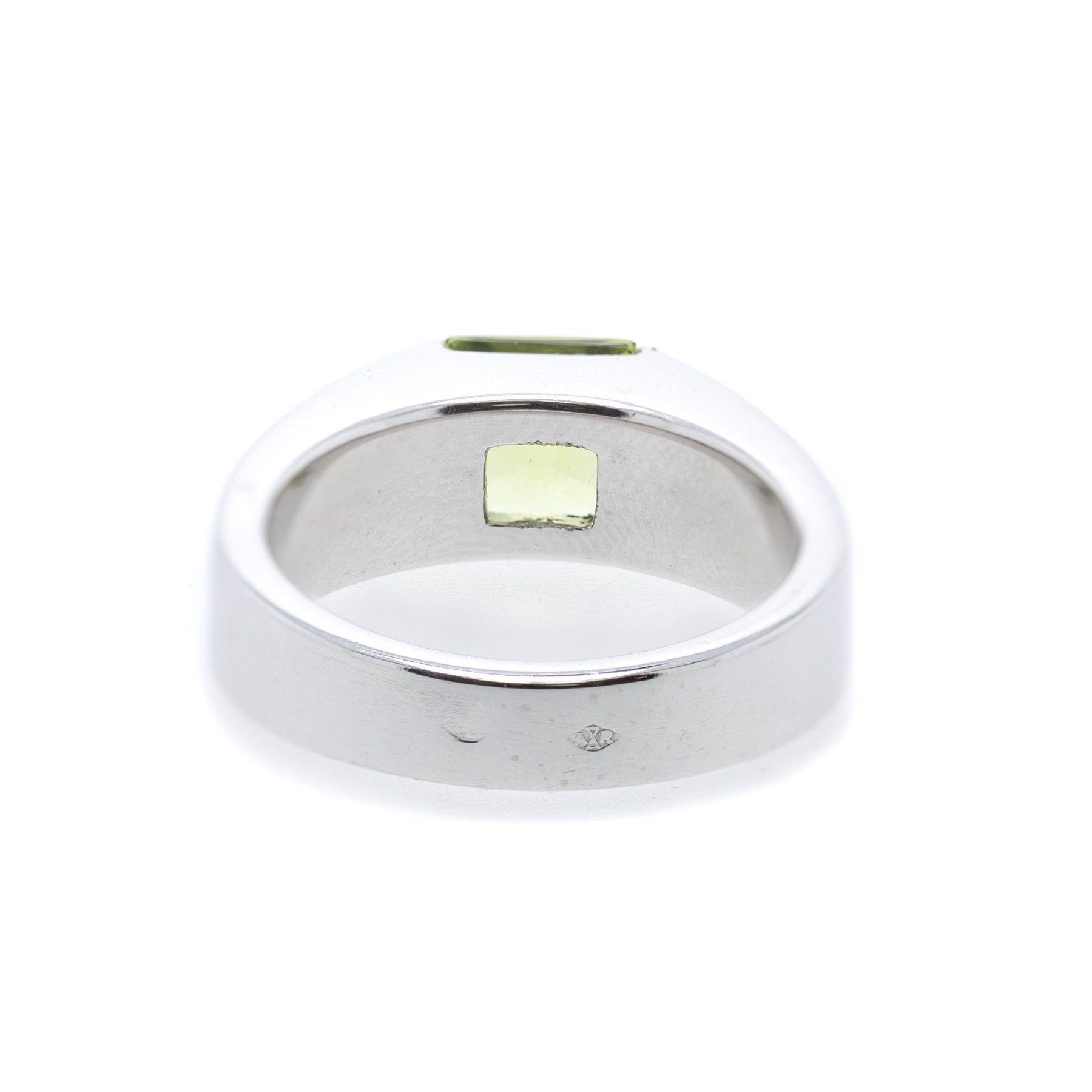 Cartier 18k White Gold Peridot Tank Ring