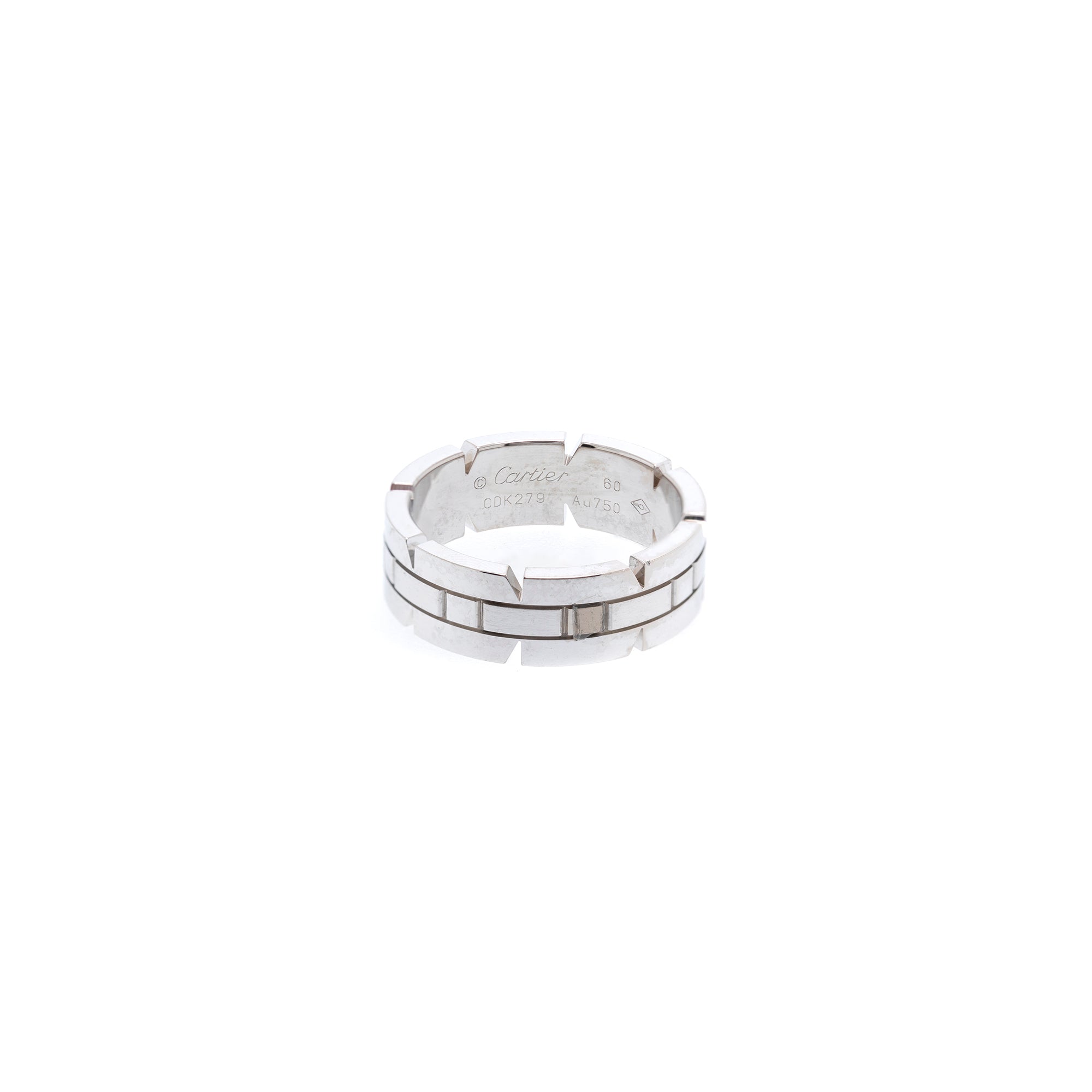 Cartier 18k White Gold Tank Francaise Ring w/ Box
