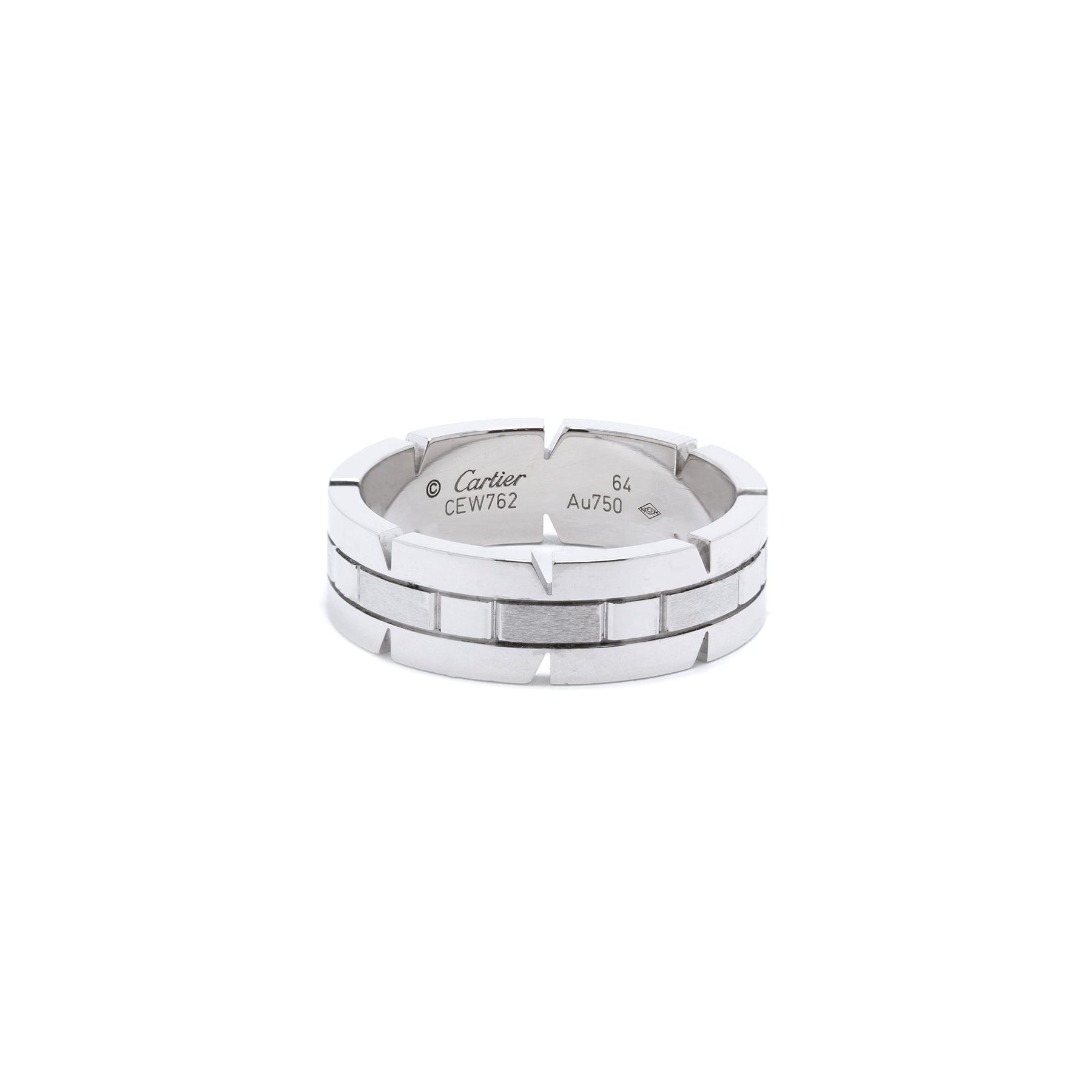 Cartier 18k White Gold Tank Francaise Ring w/ Box & Certificate