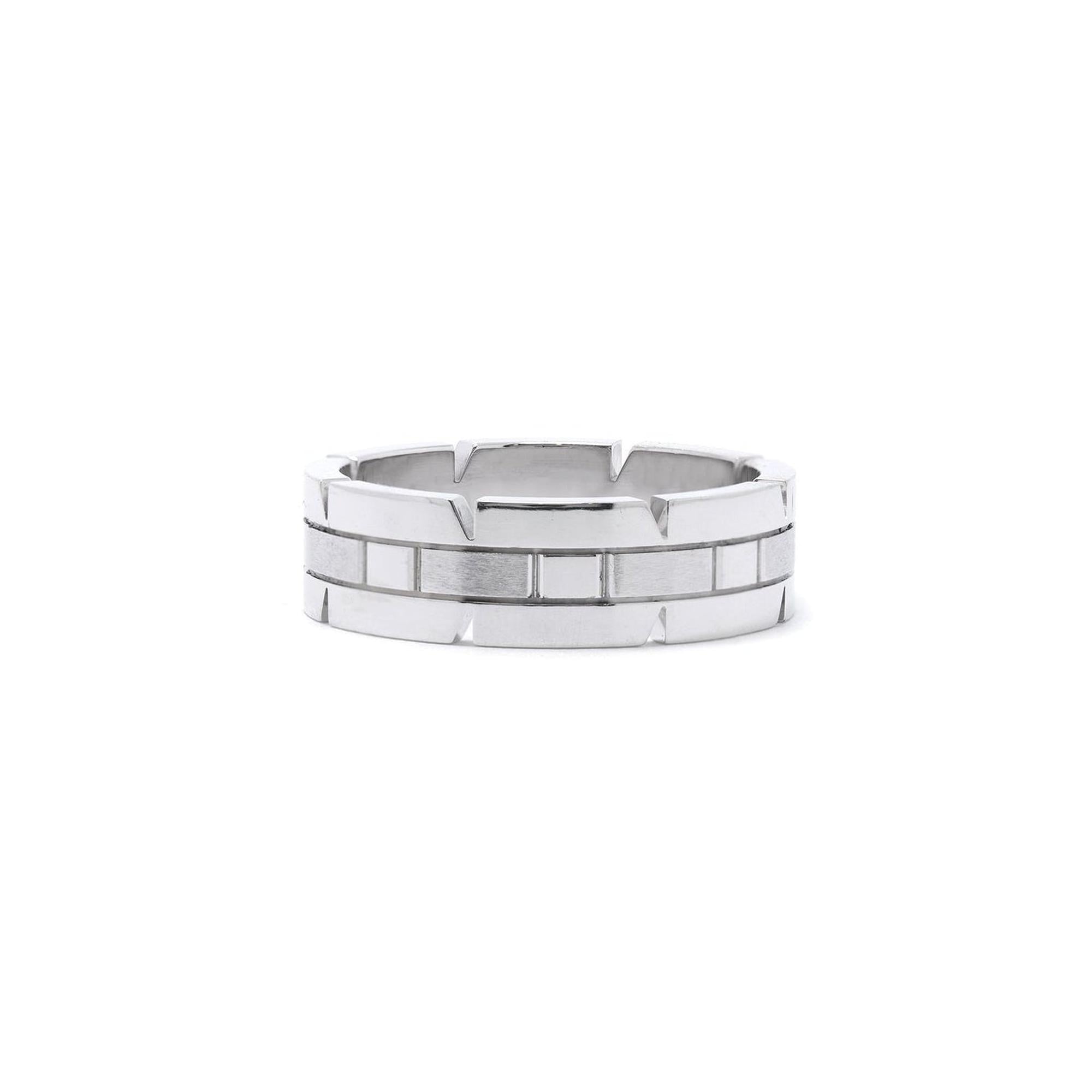Cartier 18k White Gold Tank Francaise Ring w/ Box & Certificate