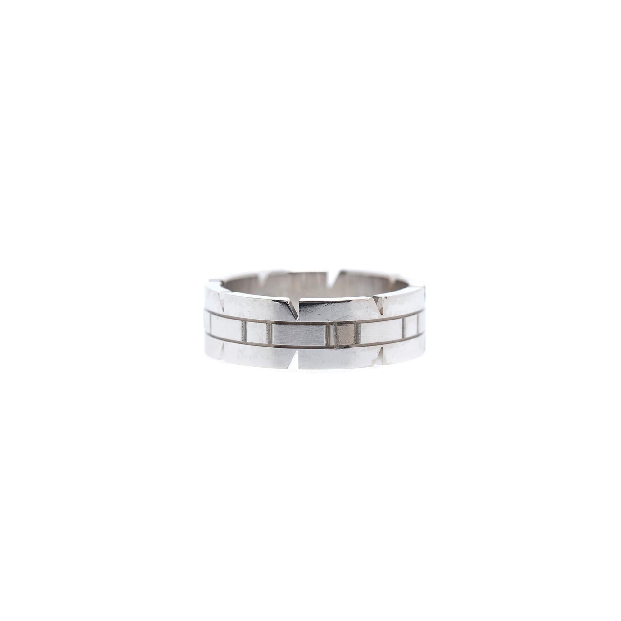 Cartier 18k White Gold Tank Francaise Ring w/ Box