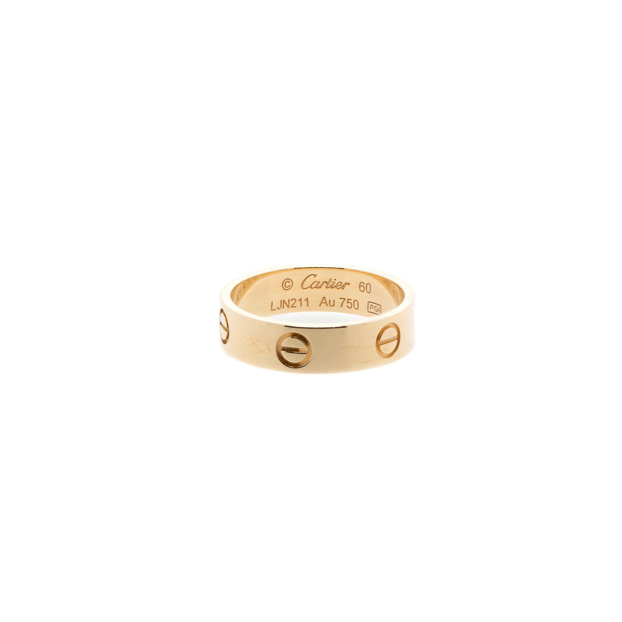 Cartier 18k Yellow Gold 5.5 mm Love Ring w/ Box, Receipt & Certificate