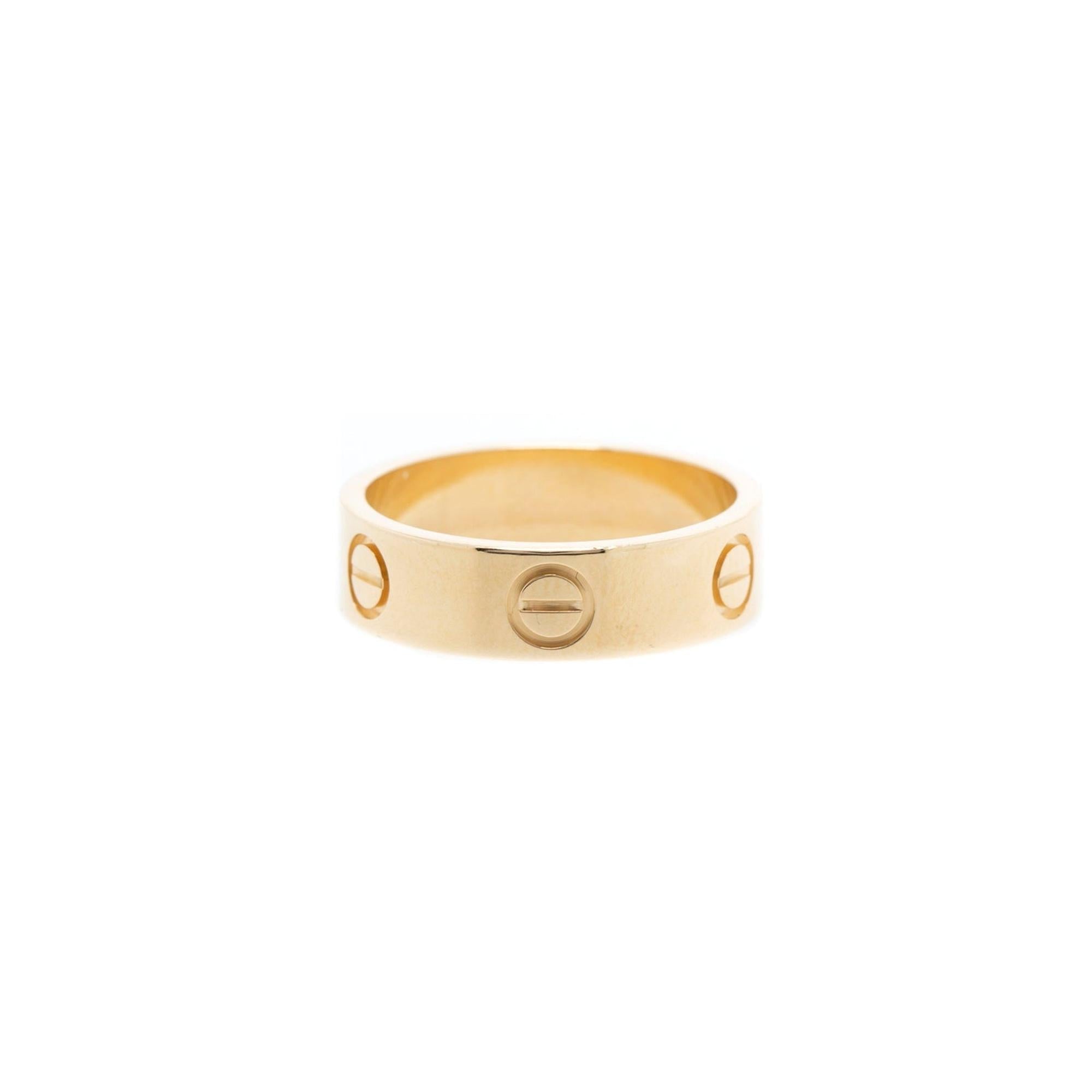 Cartier 18k Yellow Gold 5.5 mm Love Ring w/ Box & Receipt