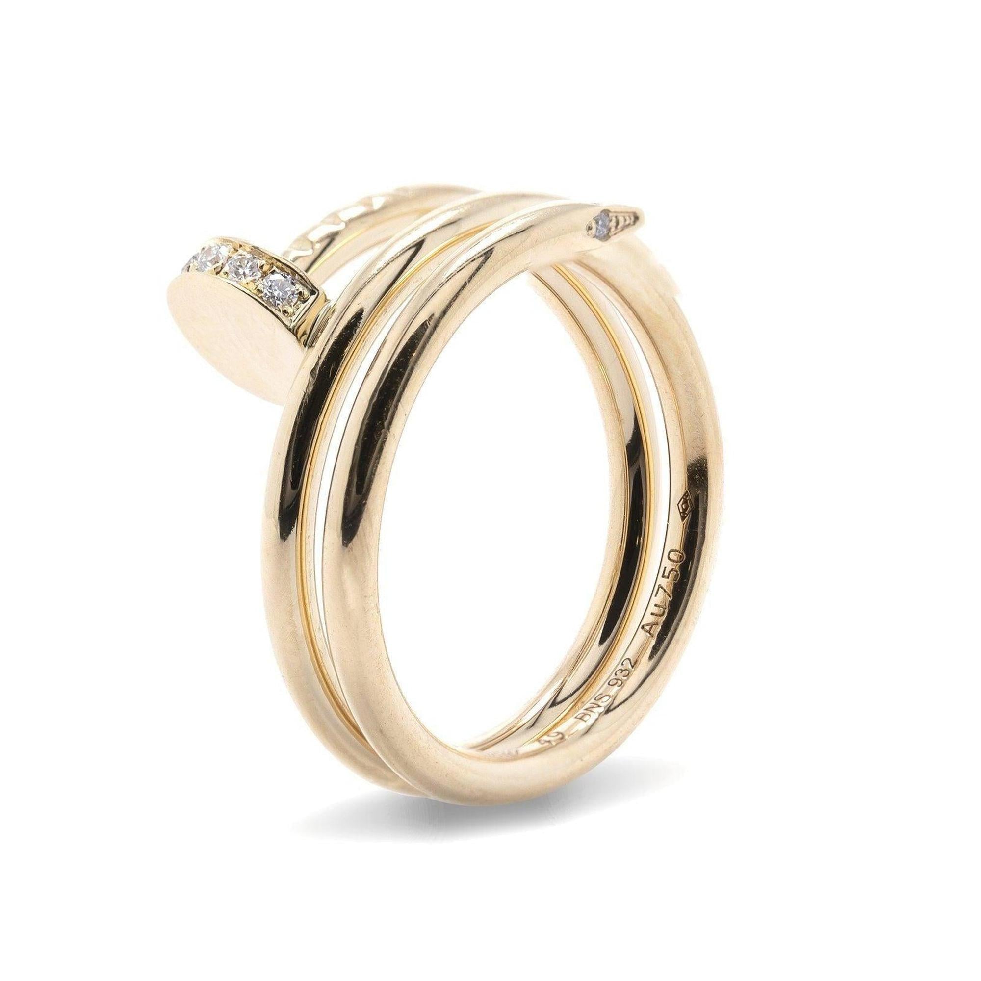 Cartier 18k Yellow Gold Juste Un Clou Ring with Diamonds