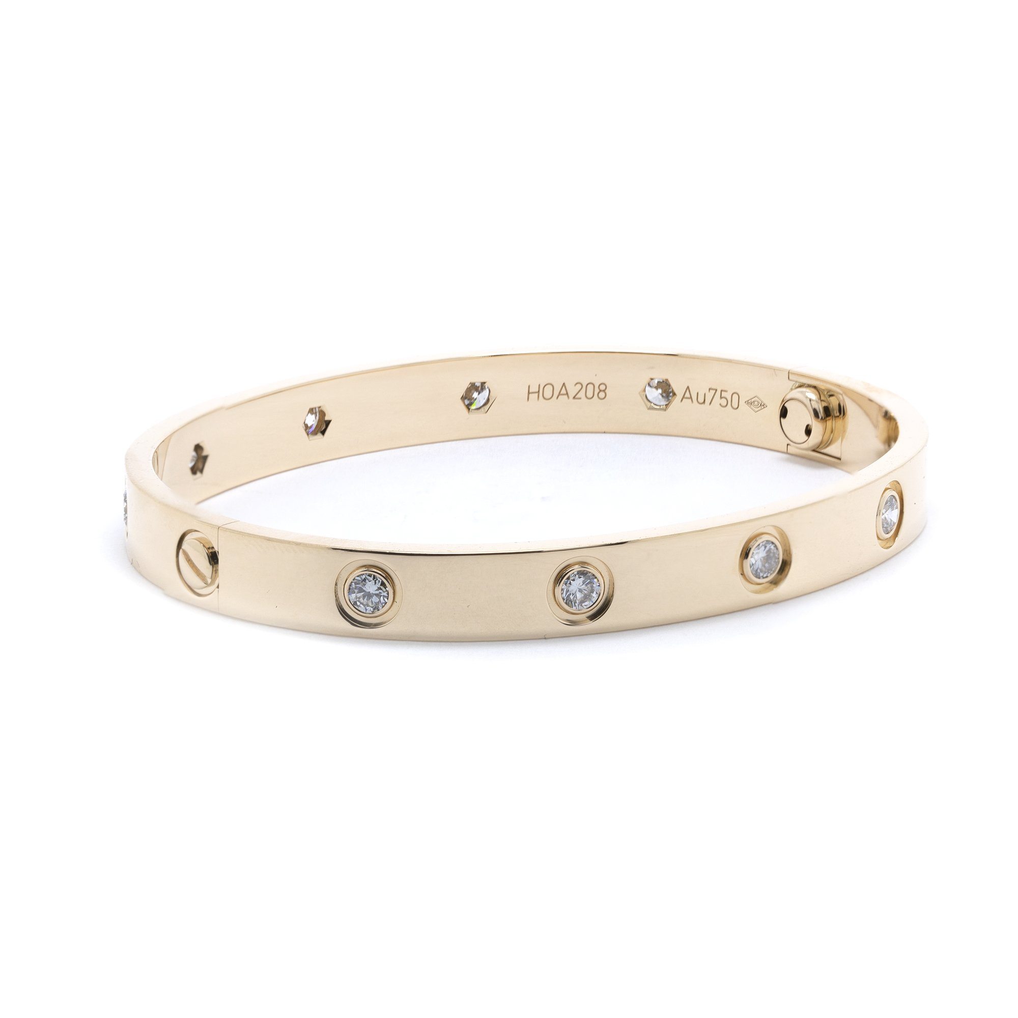 Cartier 18k Yellow Gold Love Bracelet with 10 Diamonds