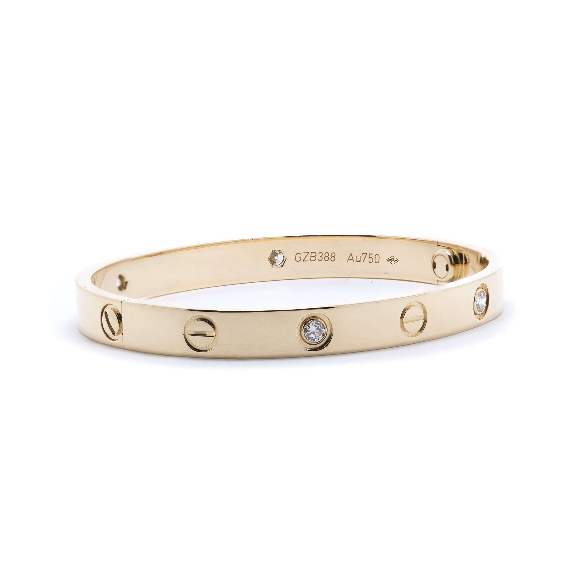 Cartier 18k Yellow Gold Love Bracelet with 4 Diamonds