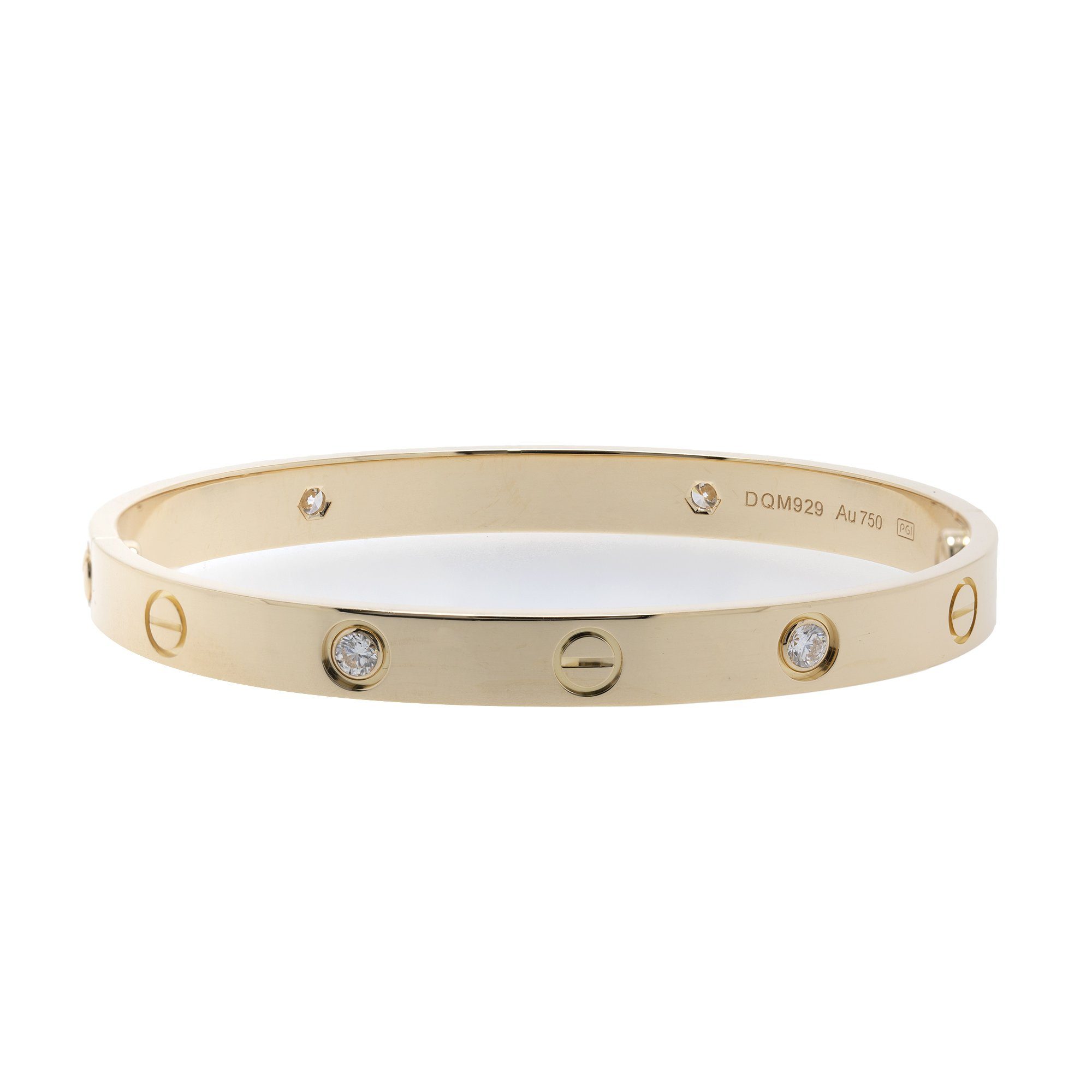 Cartier 18k Yellow Gold Love Bracelet with 4 Diamonds