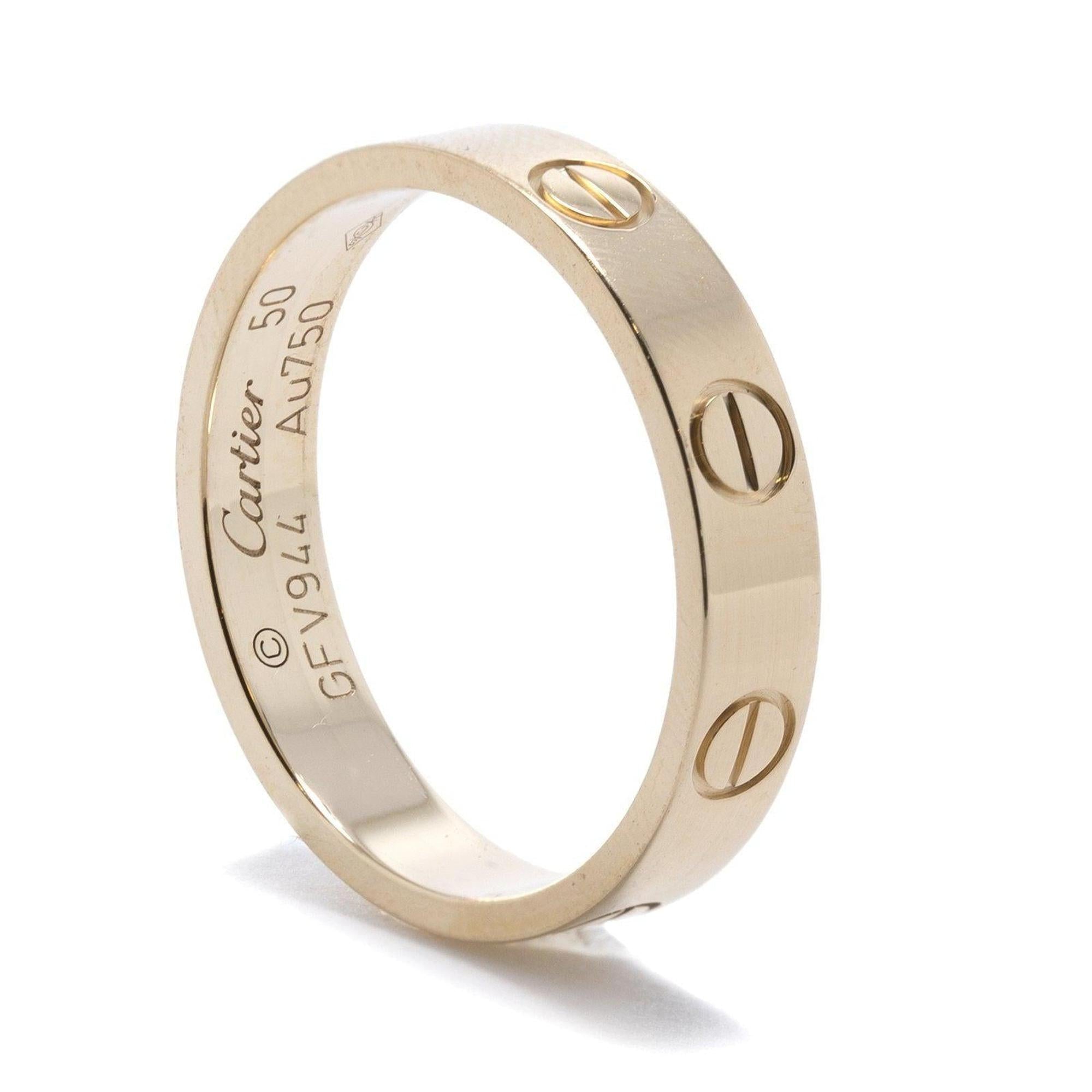Cartier 18k Yellow Gold Love Wedding Band Ring