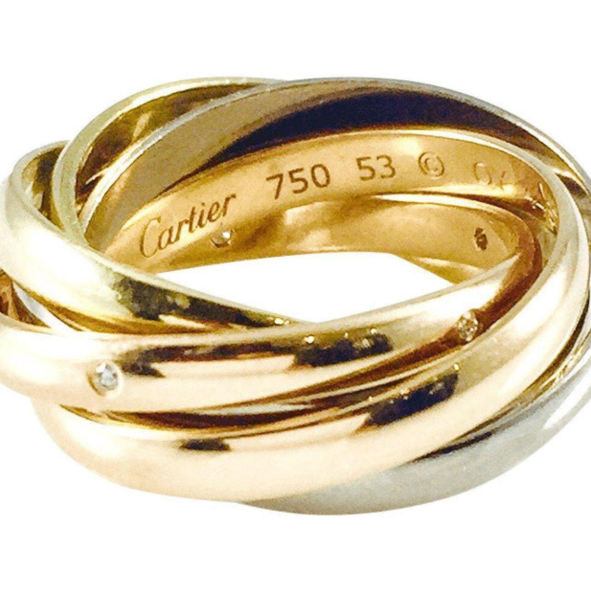 Cartier 6-Band Trinity Rolling Ring with Diamonds in 18kt Tri-Gold (Yellow, White, and Rose)
