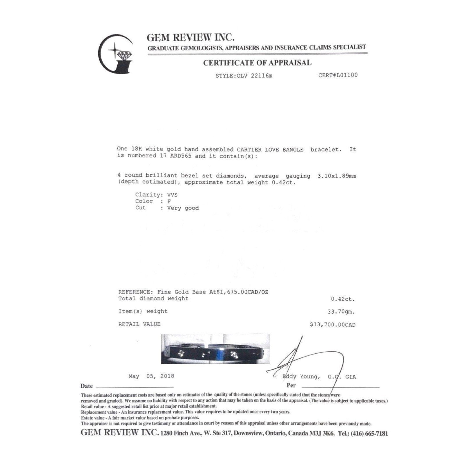 Cartier Love Bracelet with 4 Diamonds