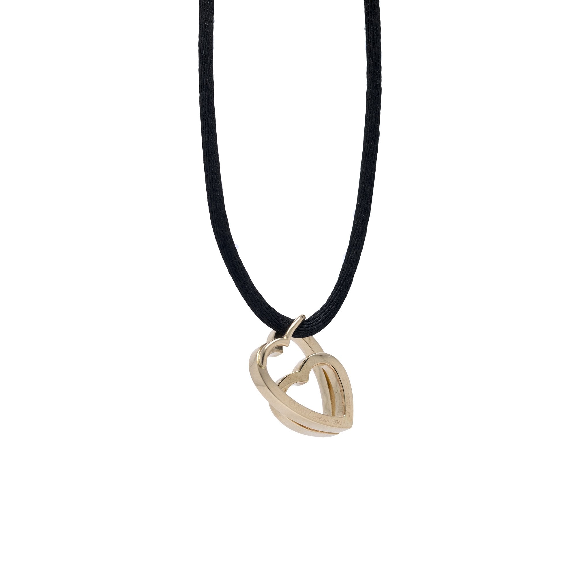 Cartier Nesting Double Heart Cord Necklace w/ Box