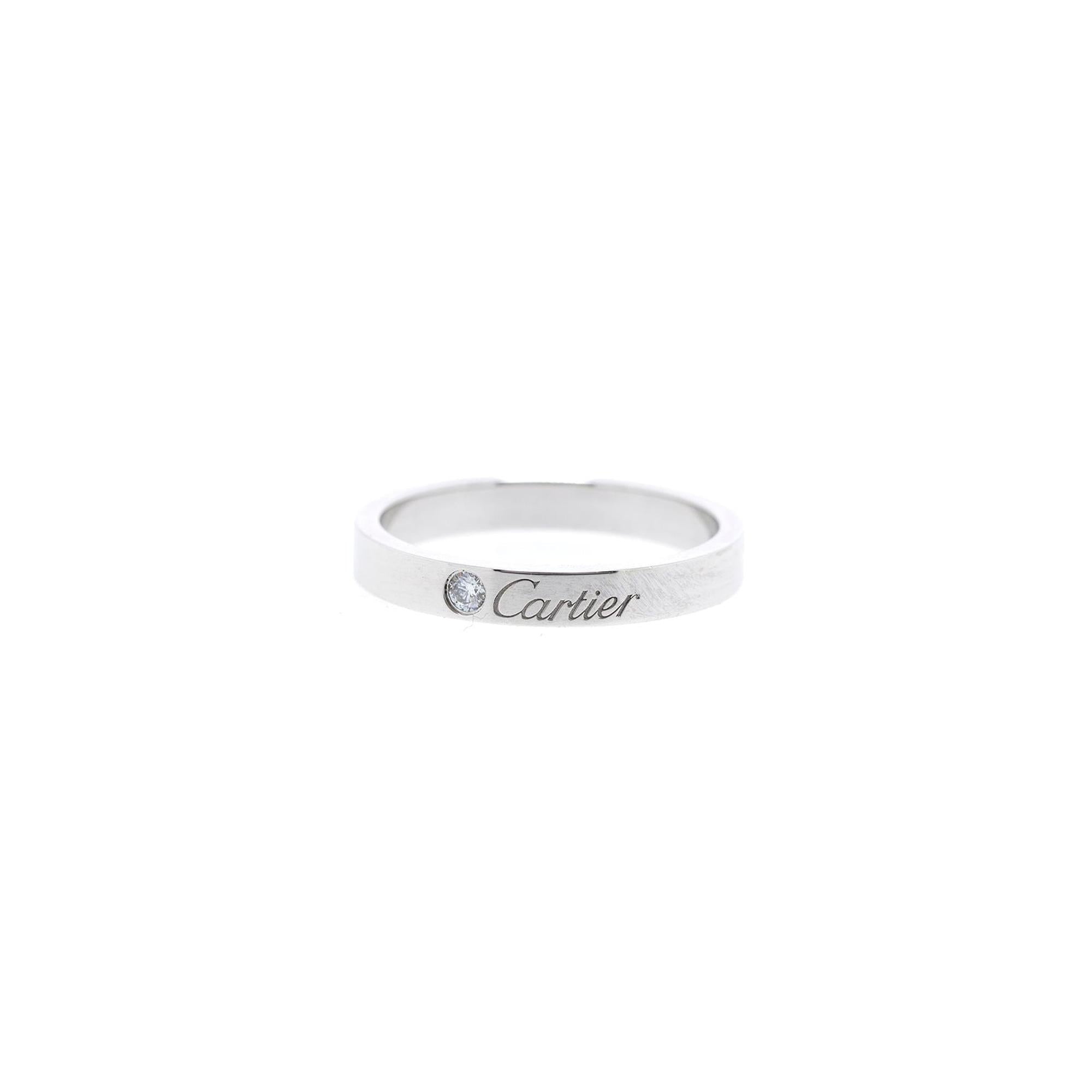Cartier Platinum C de Cartier Diamond Wedding Band Ring w/ Box & Certificate