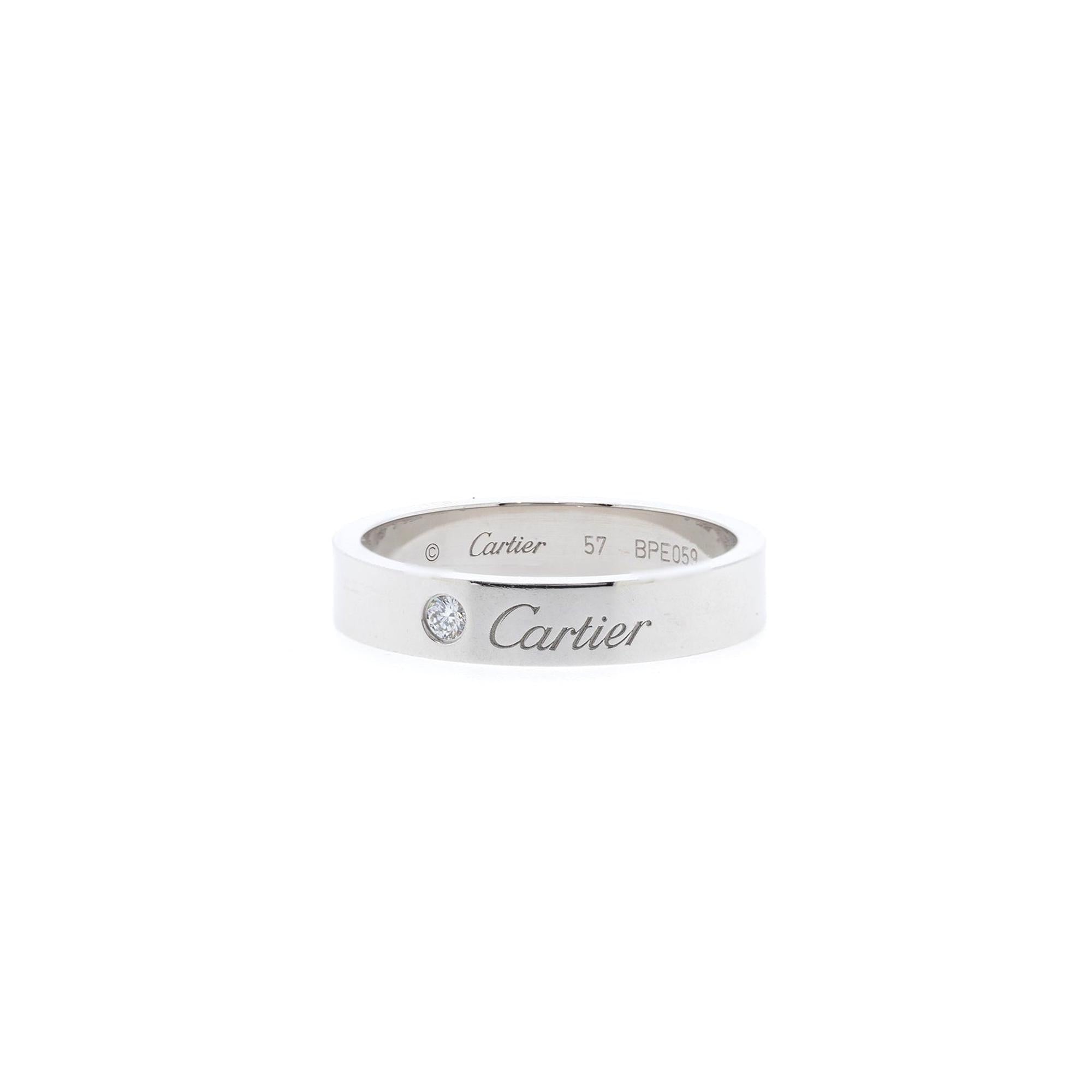 Cartier Platinum C de Cartier Diamond Wedding Band Ring w/ Box, Receipt & Cert