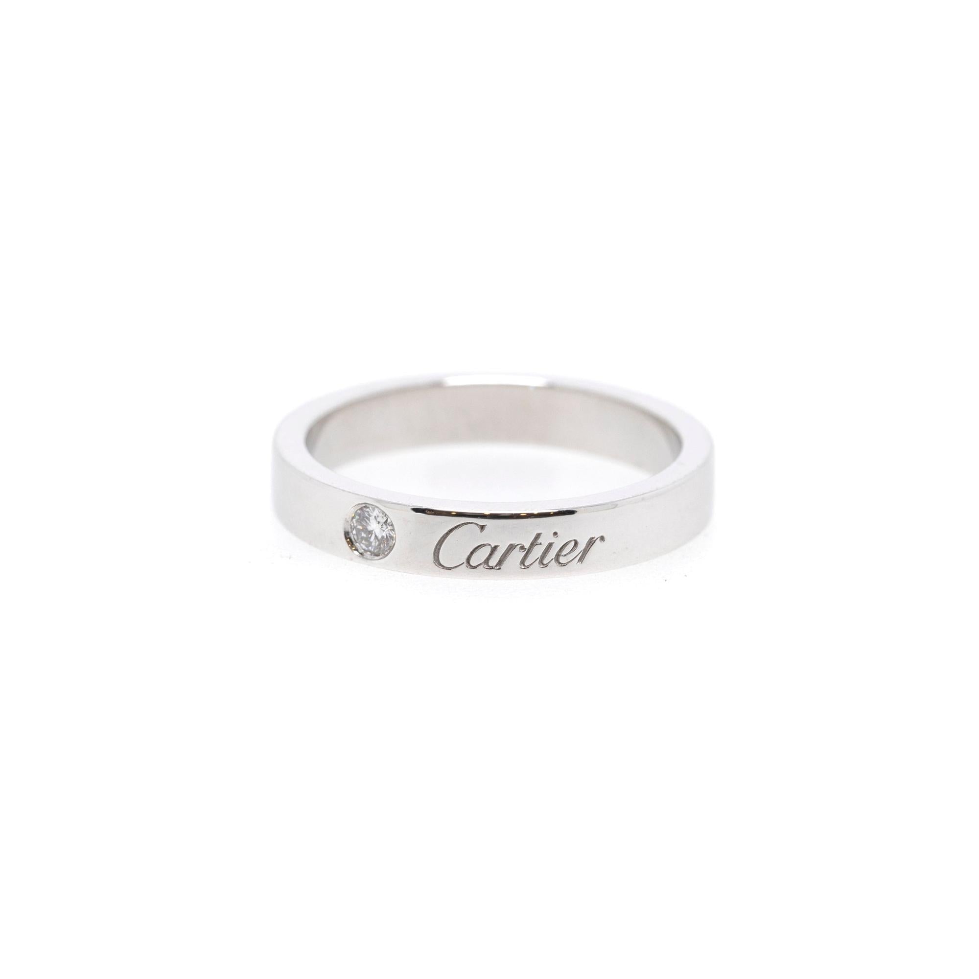 Cartier Platinum C de Cartier Diamond Wedding Band Ring w/ Box