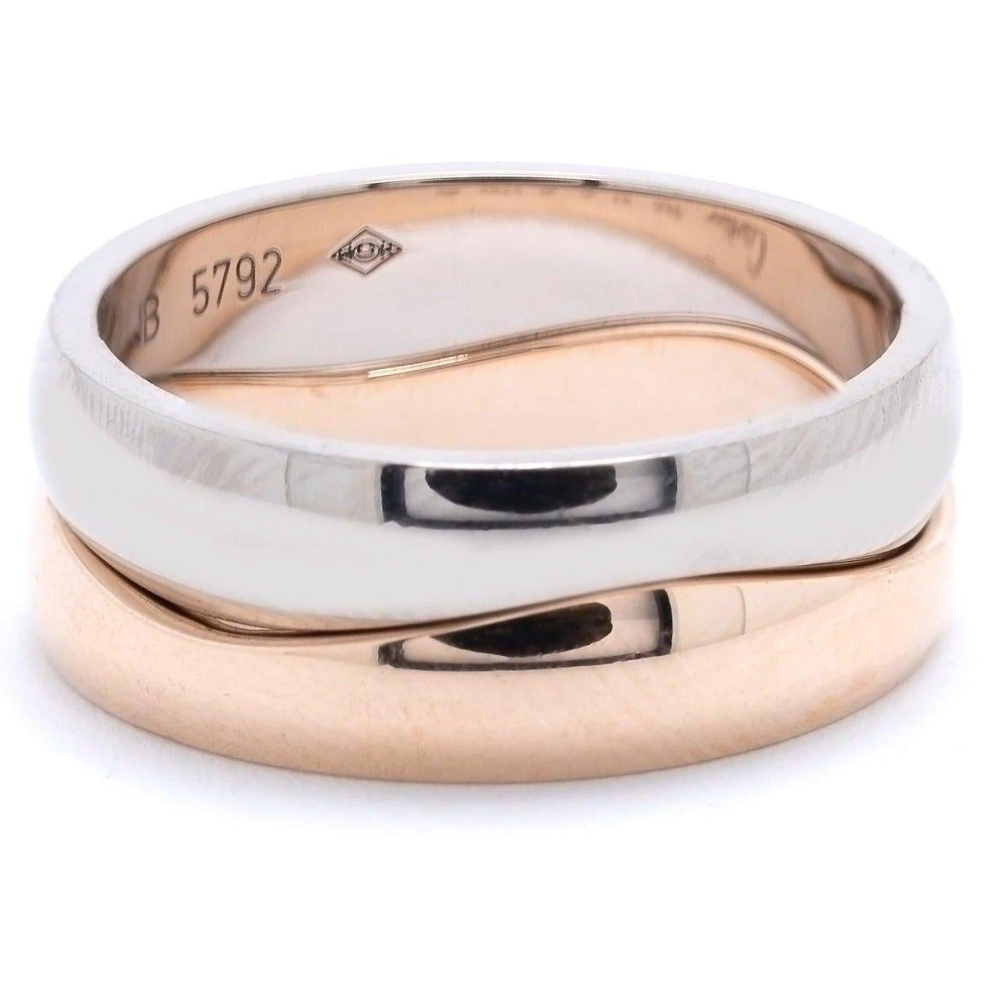 Cartier Rose & White Gold Double Stack Wave Band Ring