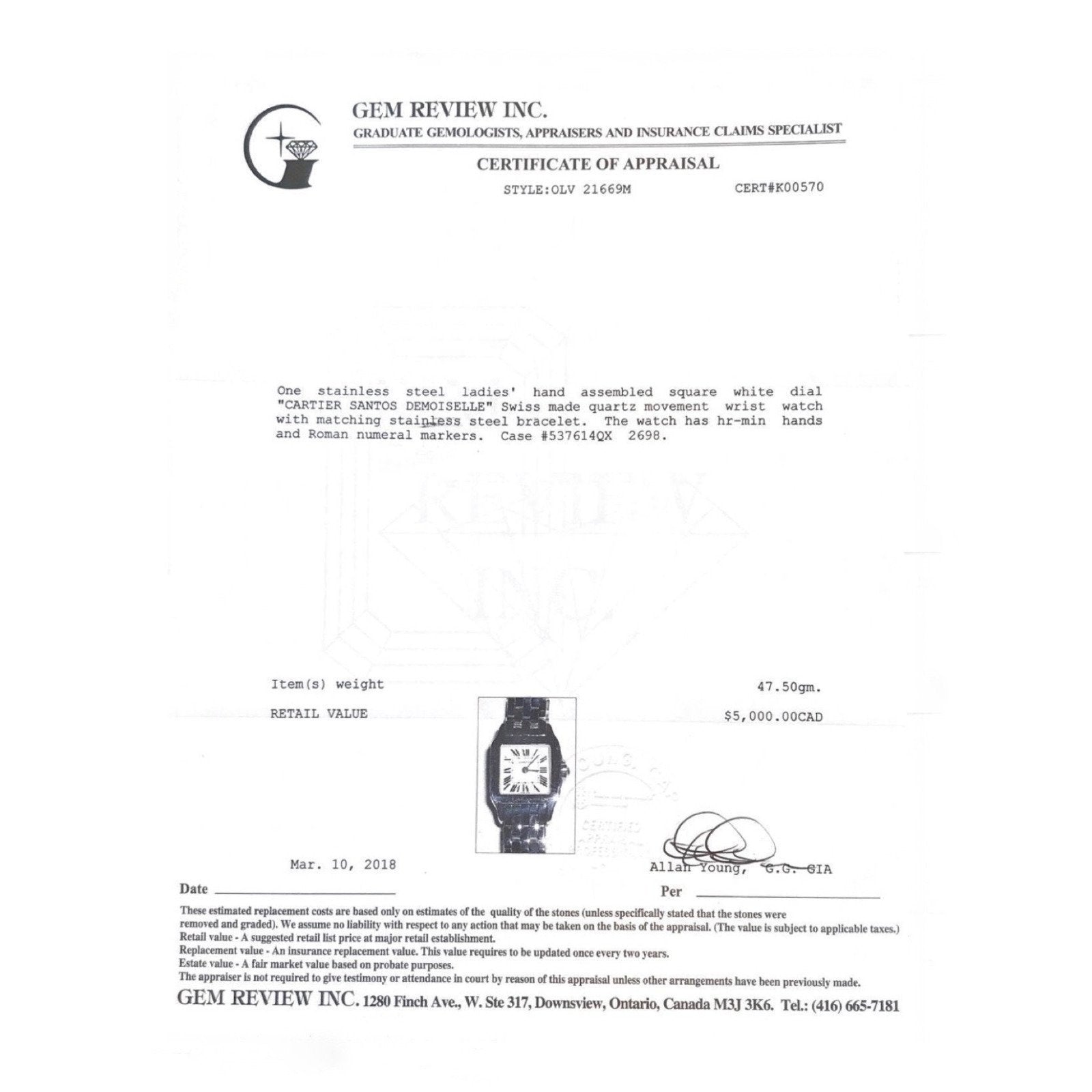 Cartier Santos Demoiselle Quartz Ladies' Wrist Watch in Stainless Steel