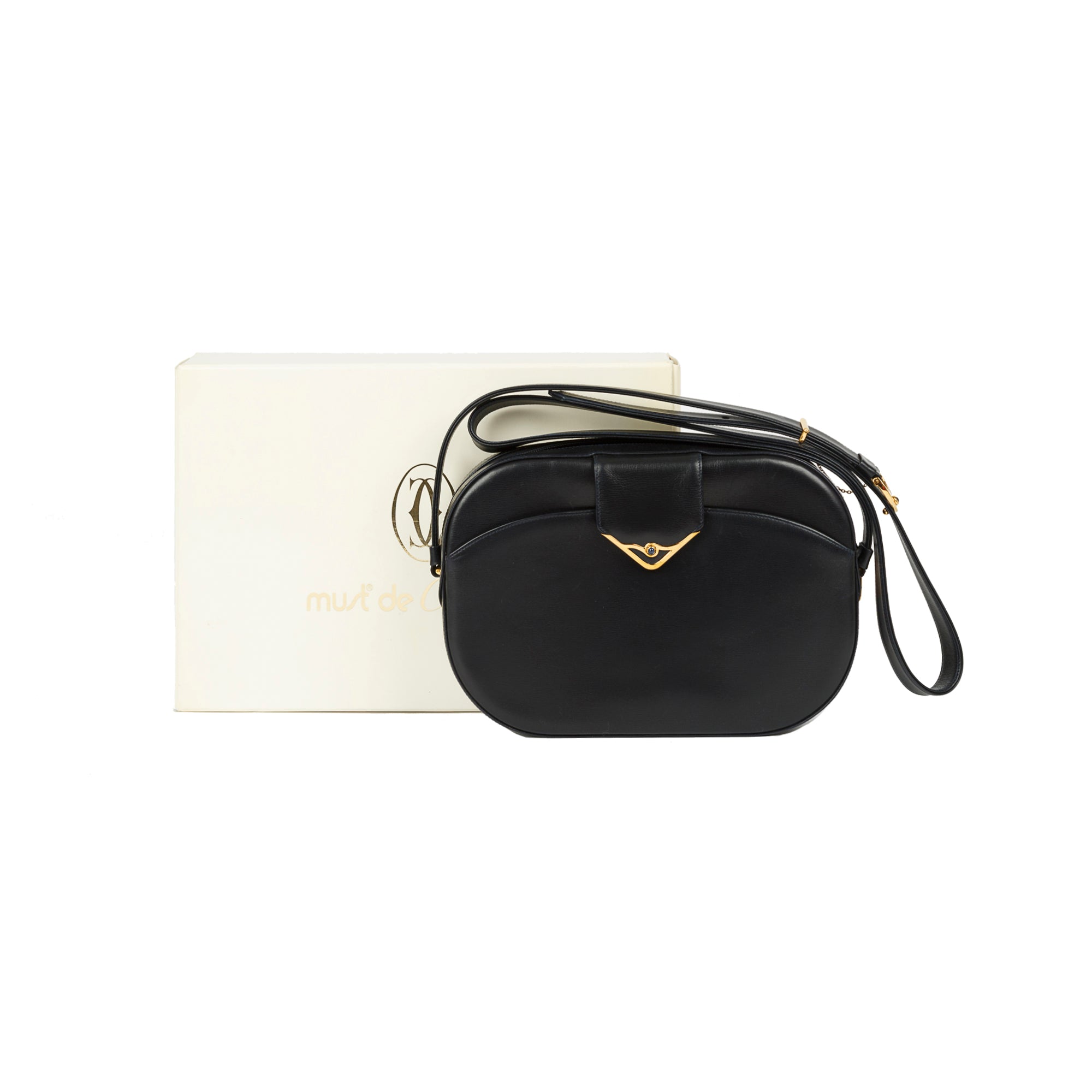 Cartier Sapphire Line Leather Crossbody Bag w/ Box