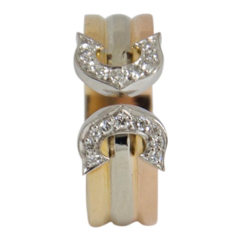 Cartier Trinity Logo Double C Ring with Diamonds