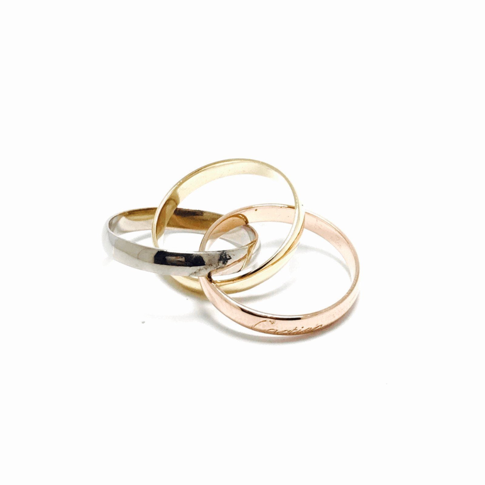 Cartier Trinity Rolling Ring, Classic Model in 18kt 3-Gold (Yellow, White, and Rose)