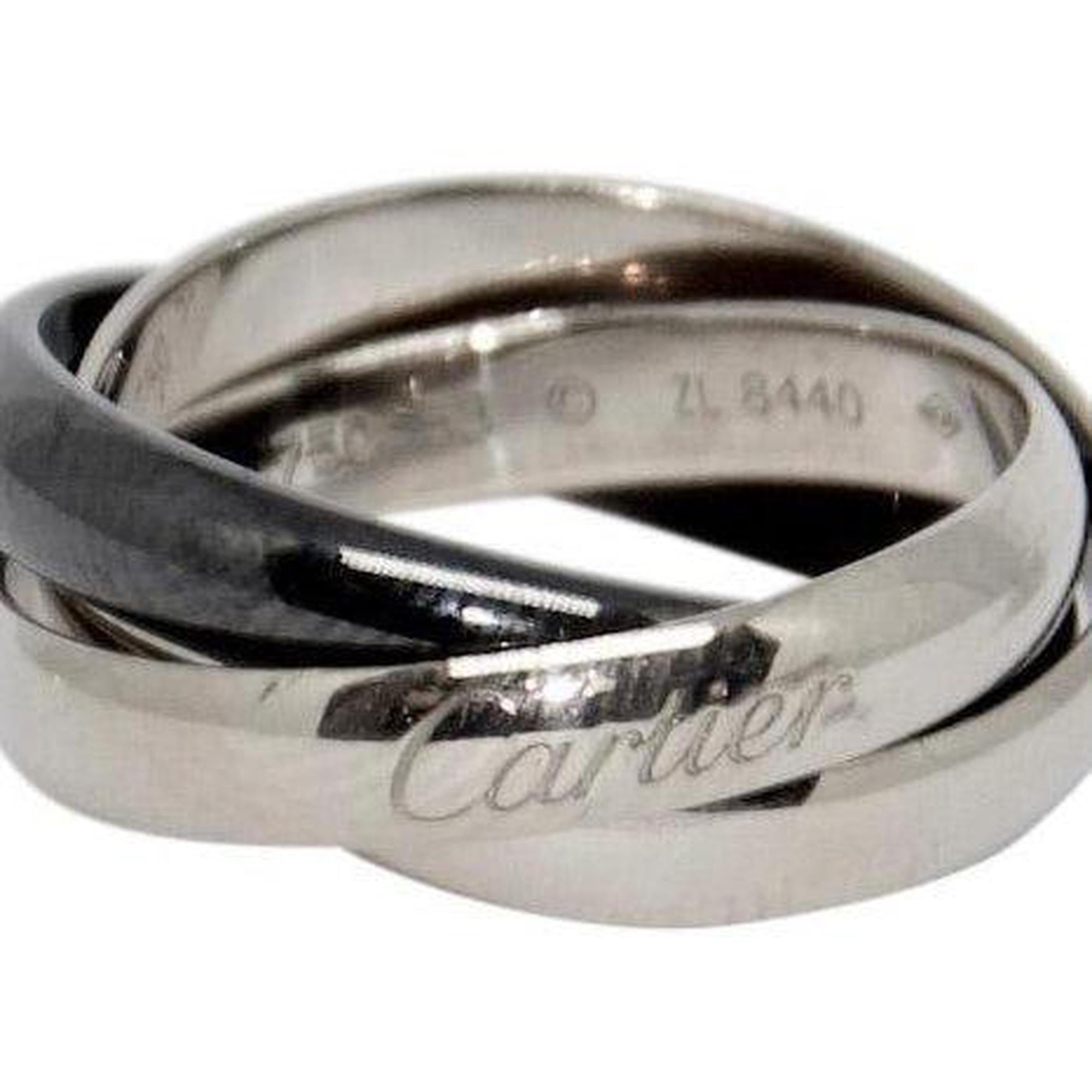 Cartier Trinity Rolling Ring, White Gold & Black Ceramic