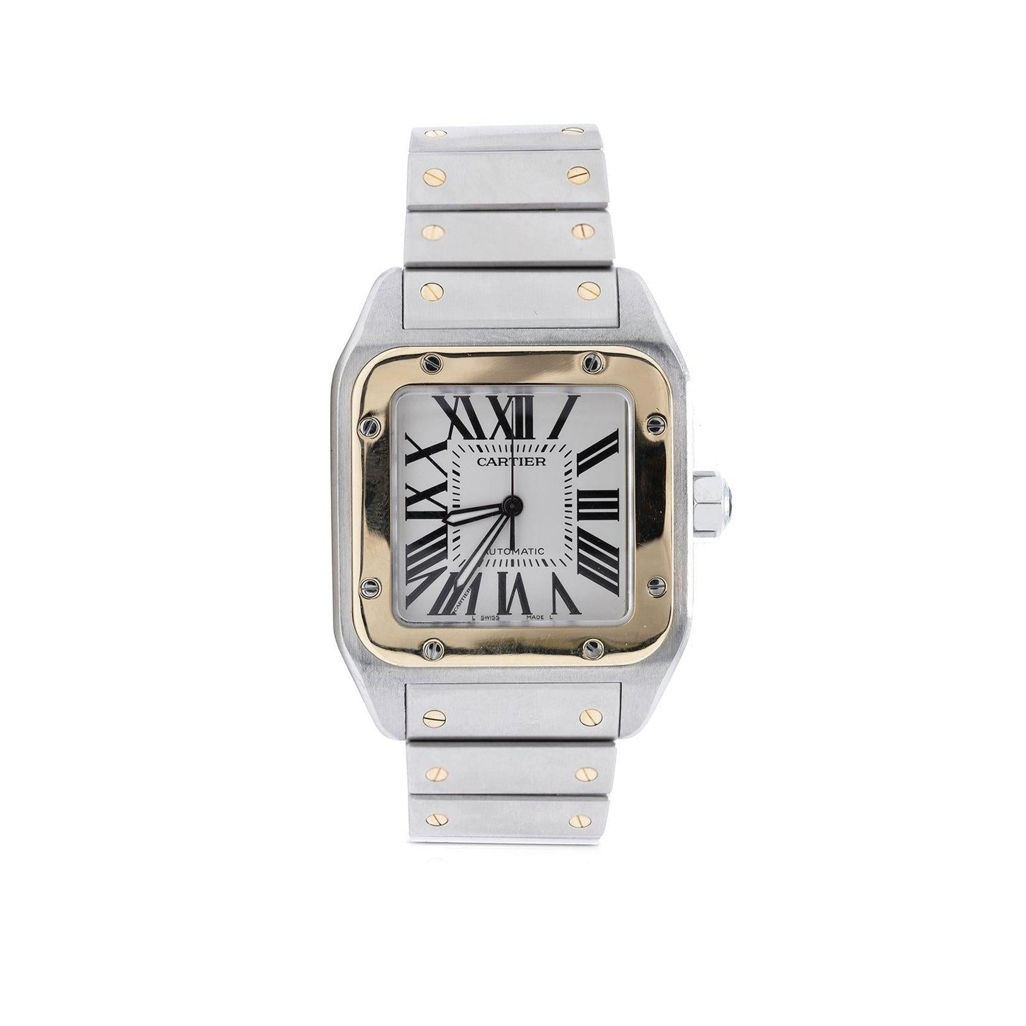 Cartier Two-Tone Santos 100 Watch, Large Model