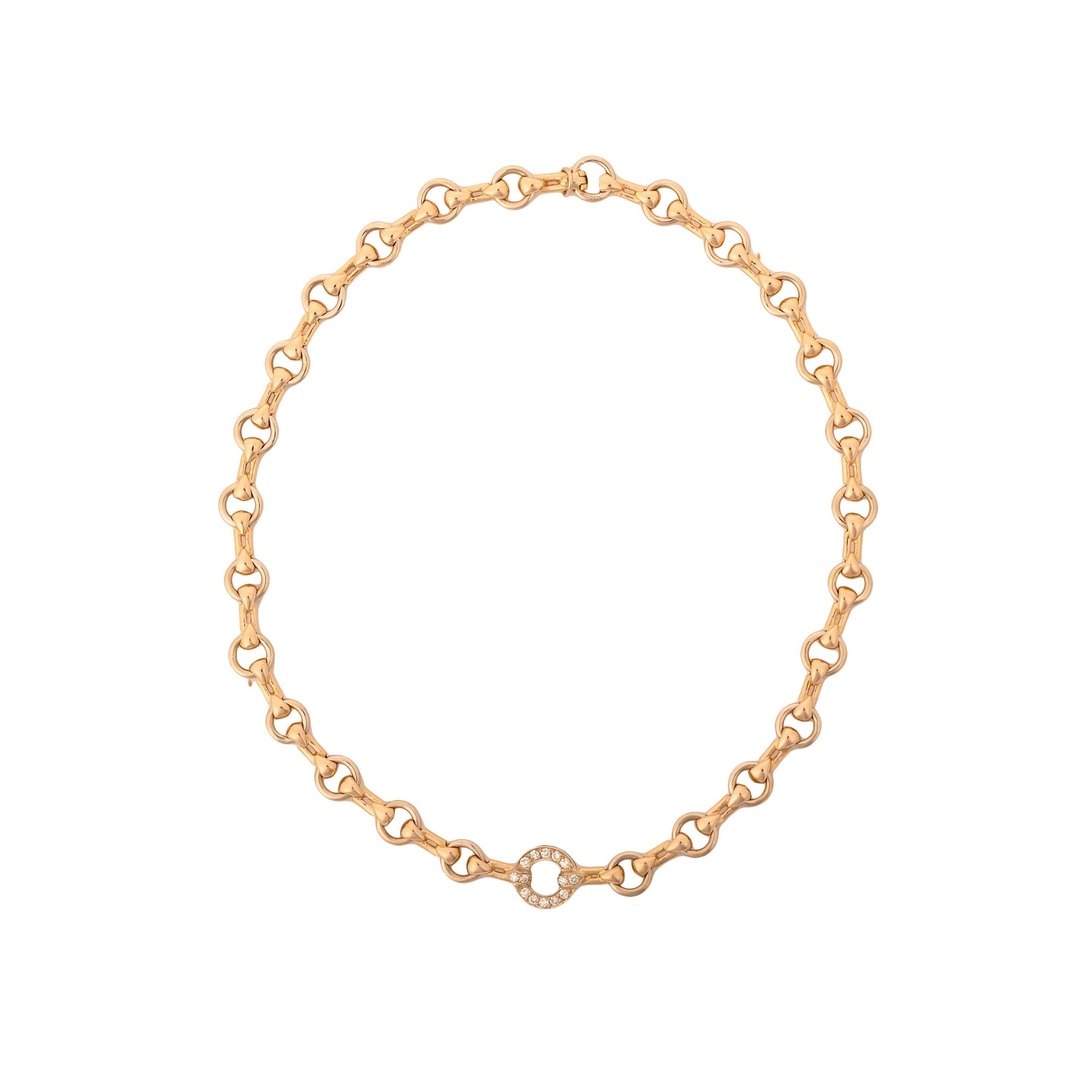 Cartier Vintage 18k Yellow Gold Diamond Circle Link Choker Necklace
