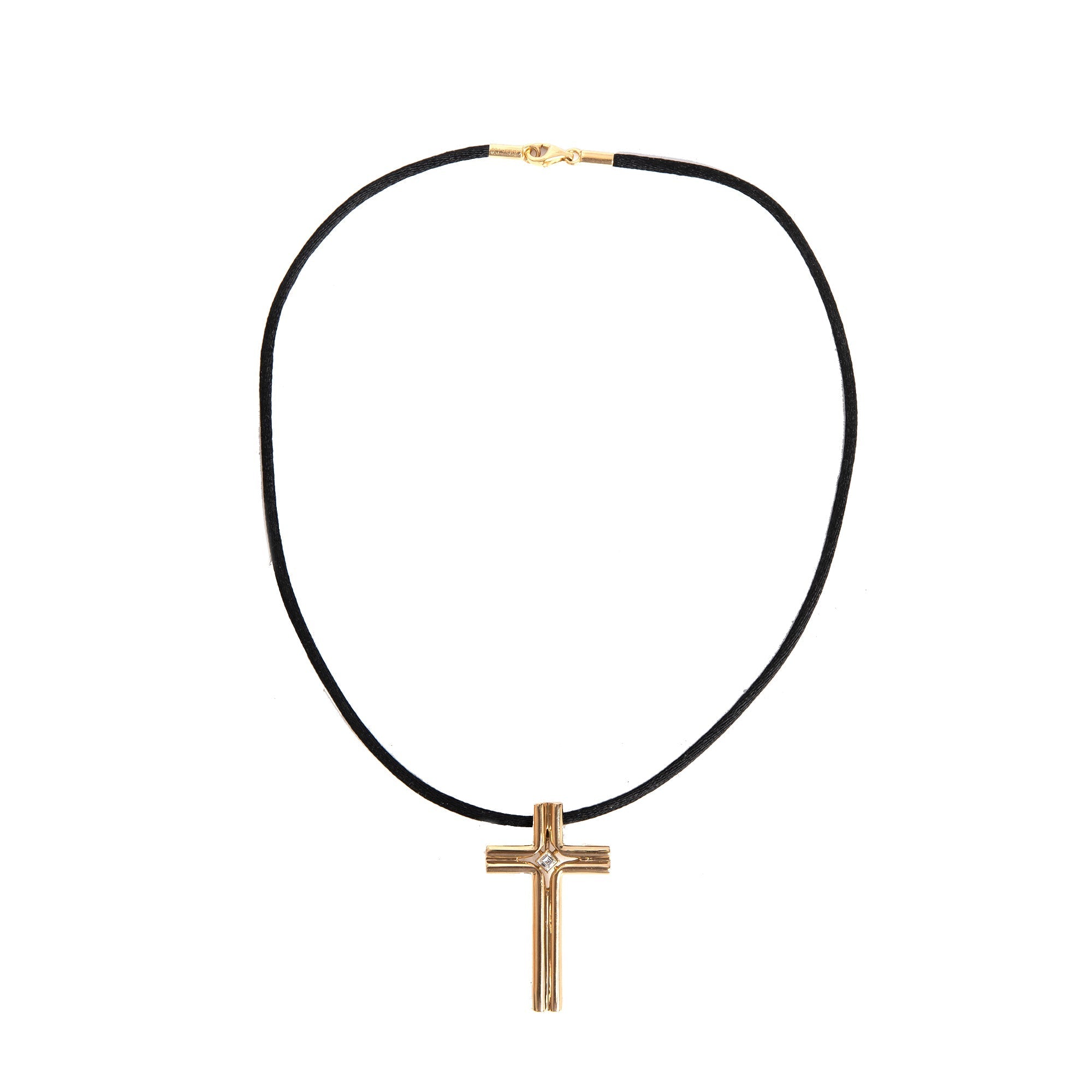 Cartier Vintage 18k Yellow Gold Diamond Cross Pendant Necklace
