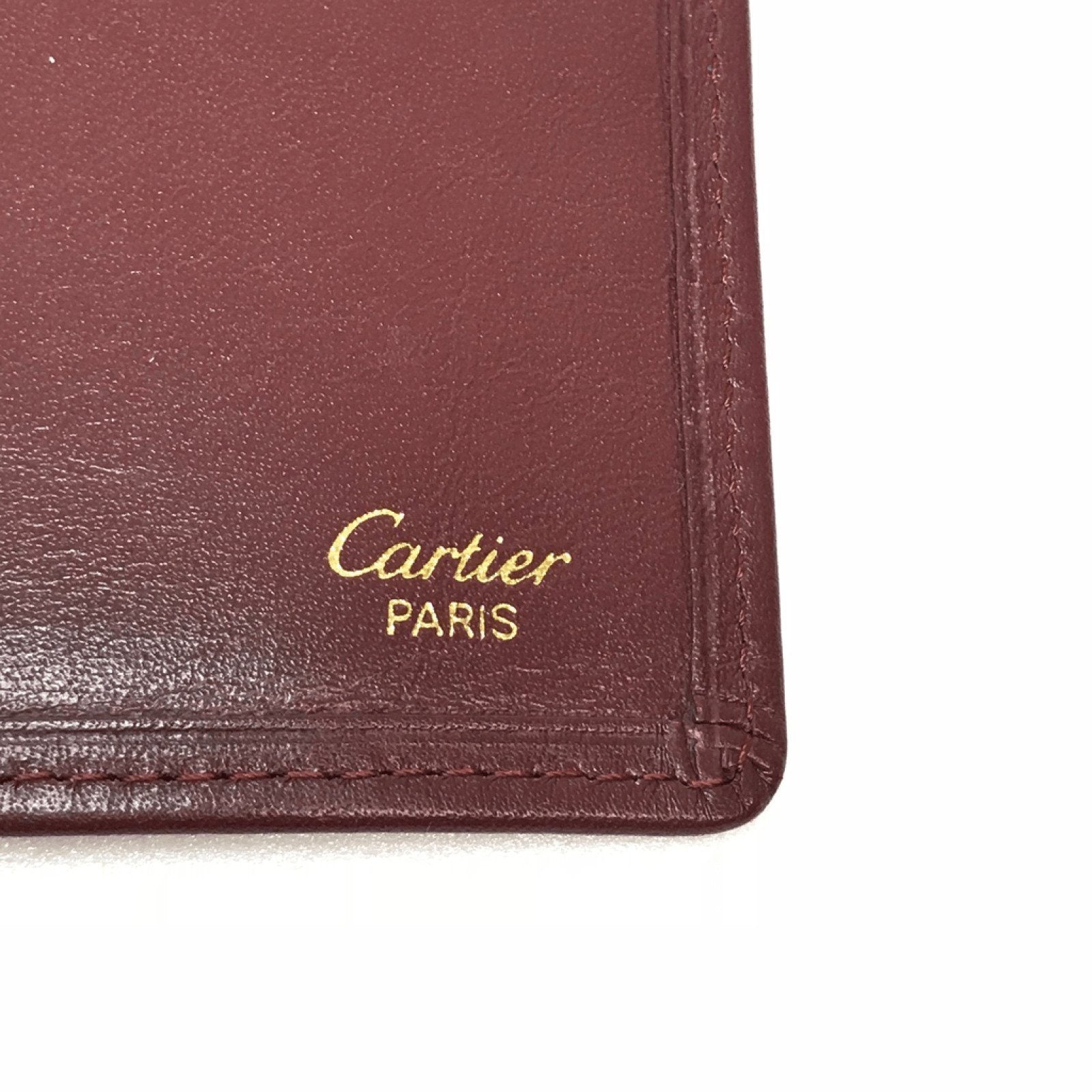 Cartier Vintage Burgundy Logos Bifold Bordeaux Wallet